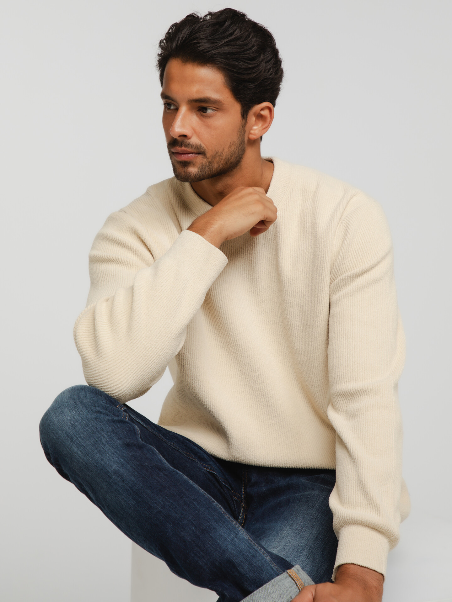 NN07 Rippstrickpullover Herren (020 ECRU)