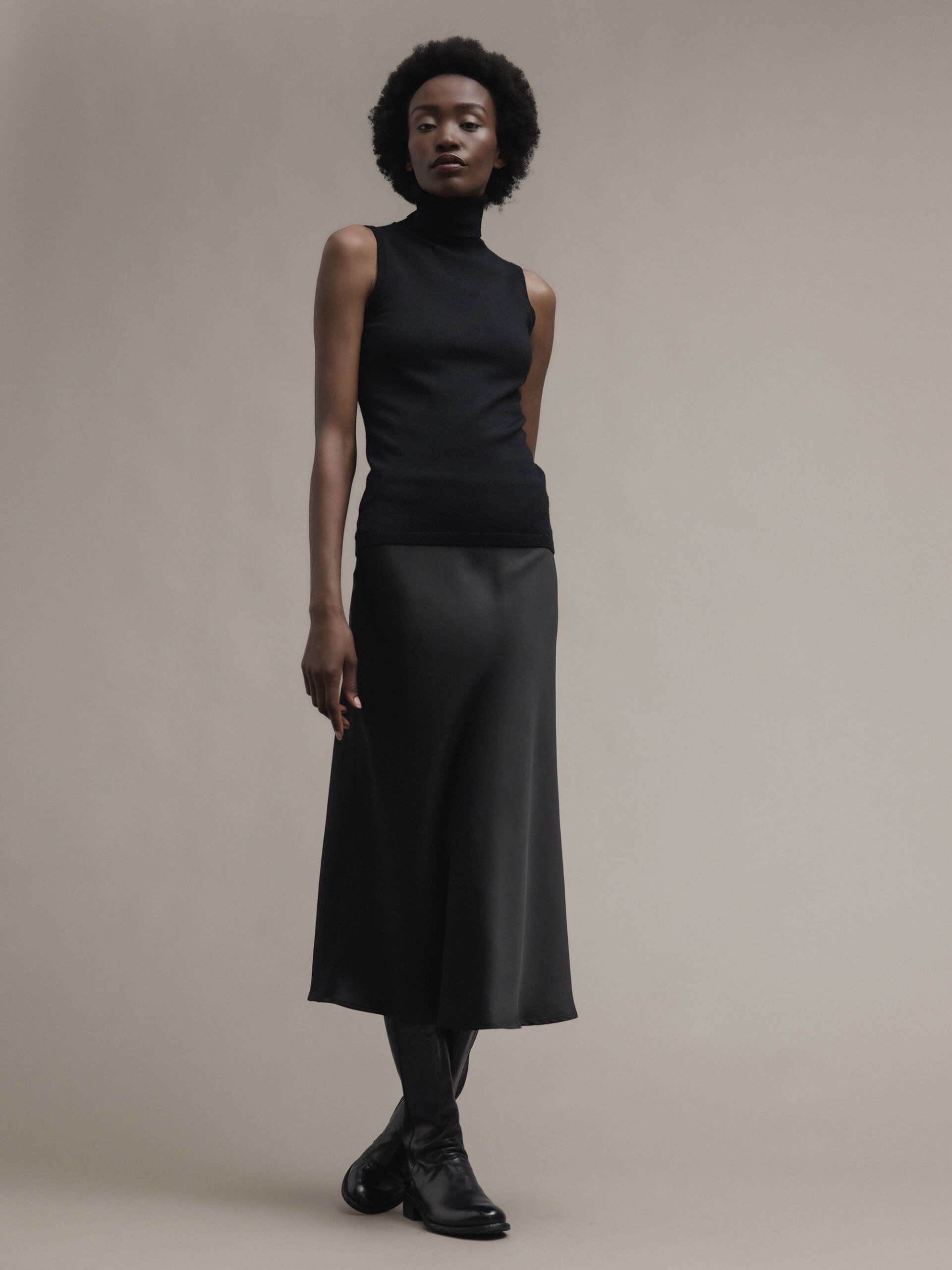 DRYKORN Midi-Rock in Satin-Optik Damen (1000 SCHWARZ)