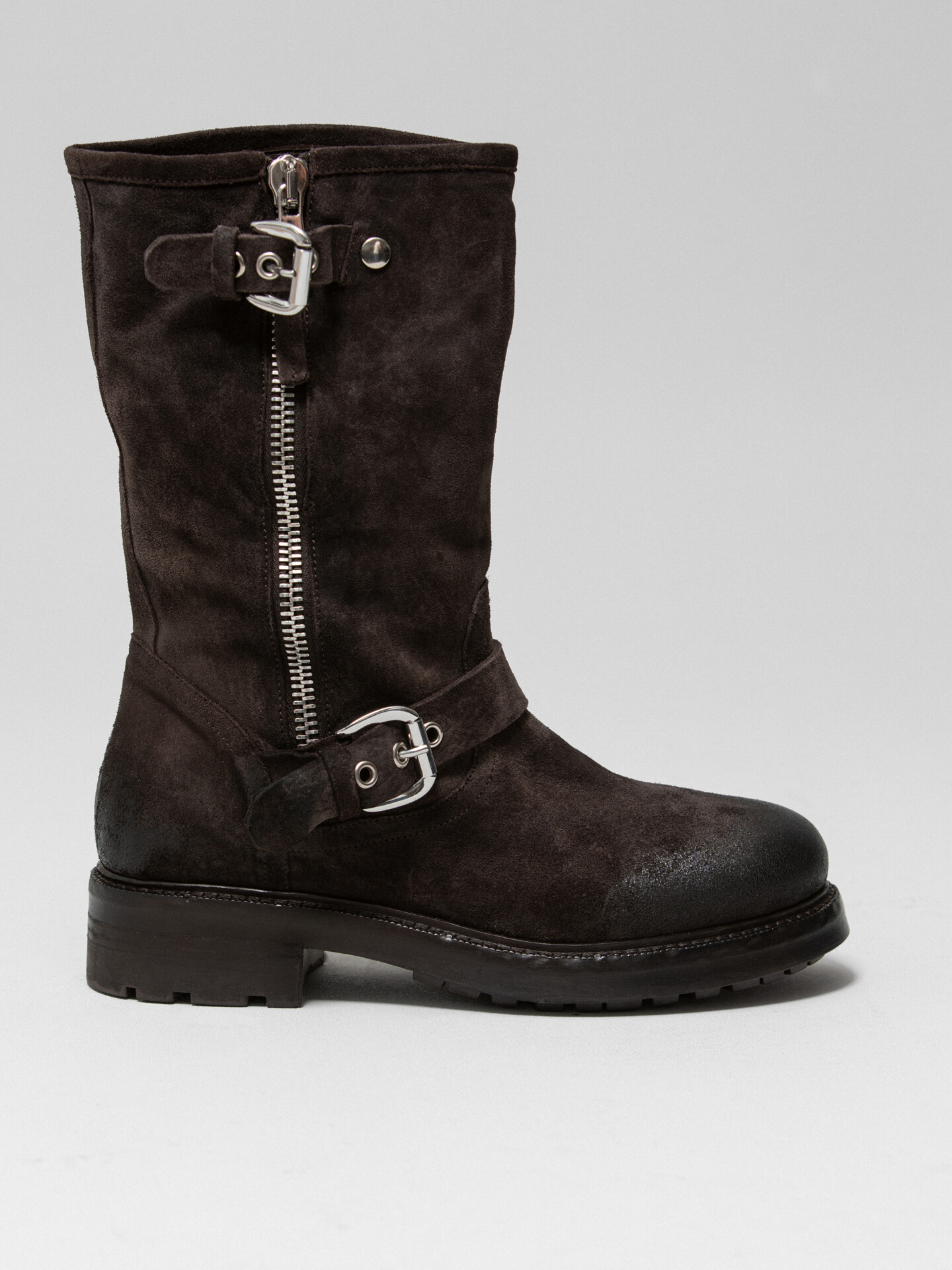 STRATEGIA & ELENA IACHI Chunky-Boots aus Veloursleder Damen (MORO+MK WASH OLYMPIA)