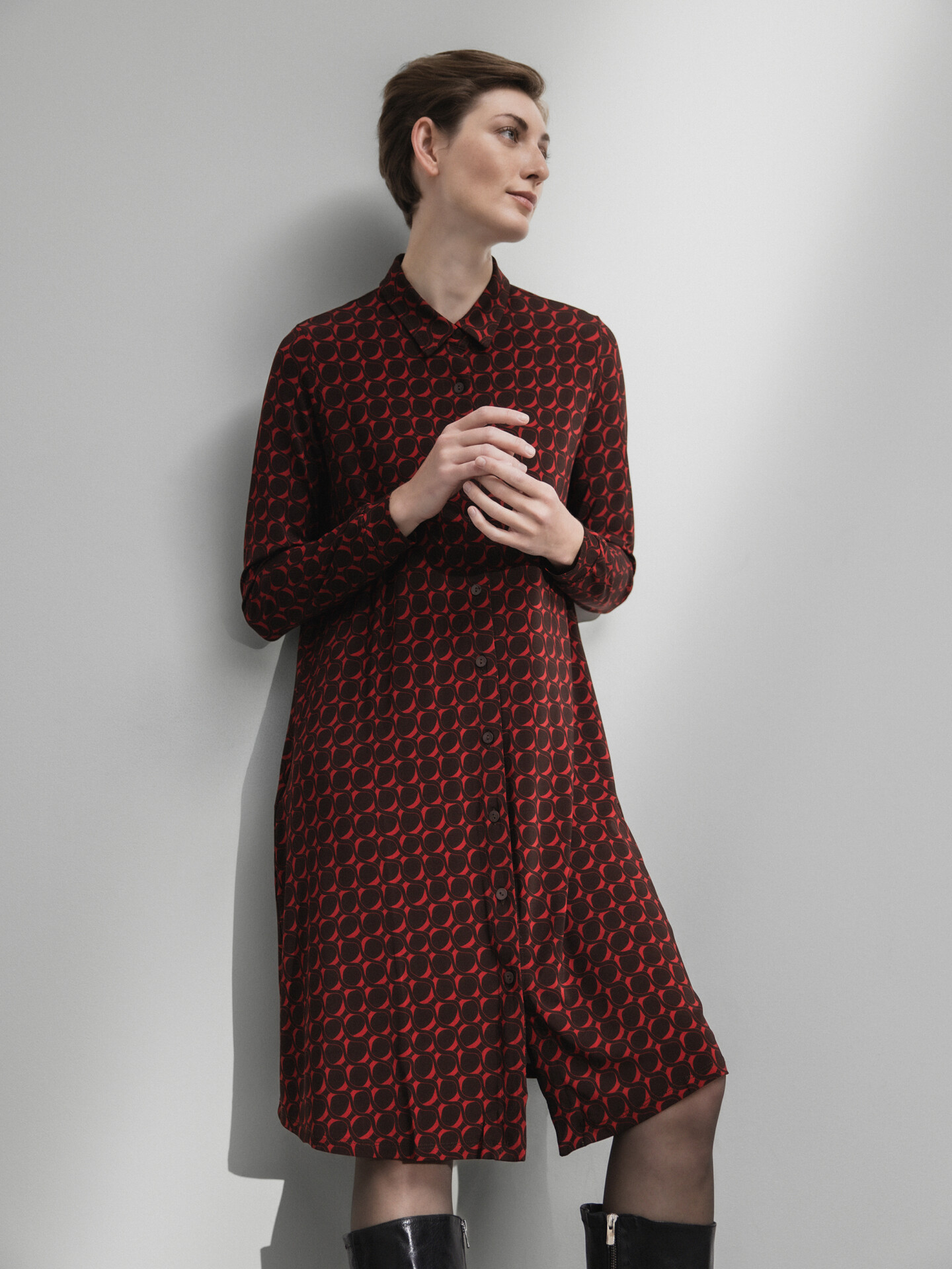 SIYU Midi-Blusenkleid Damen (06 ROT BRAUN)