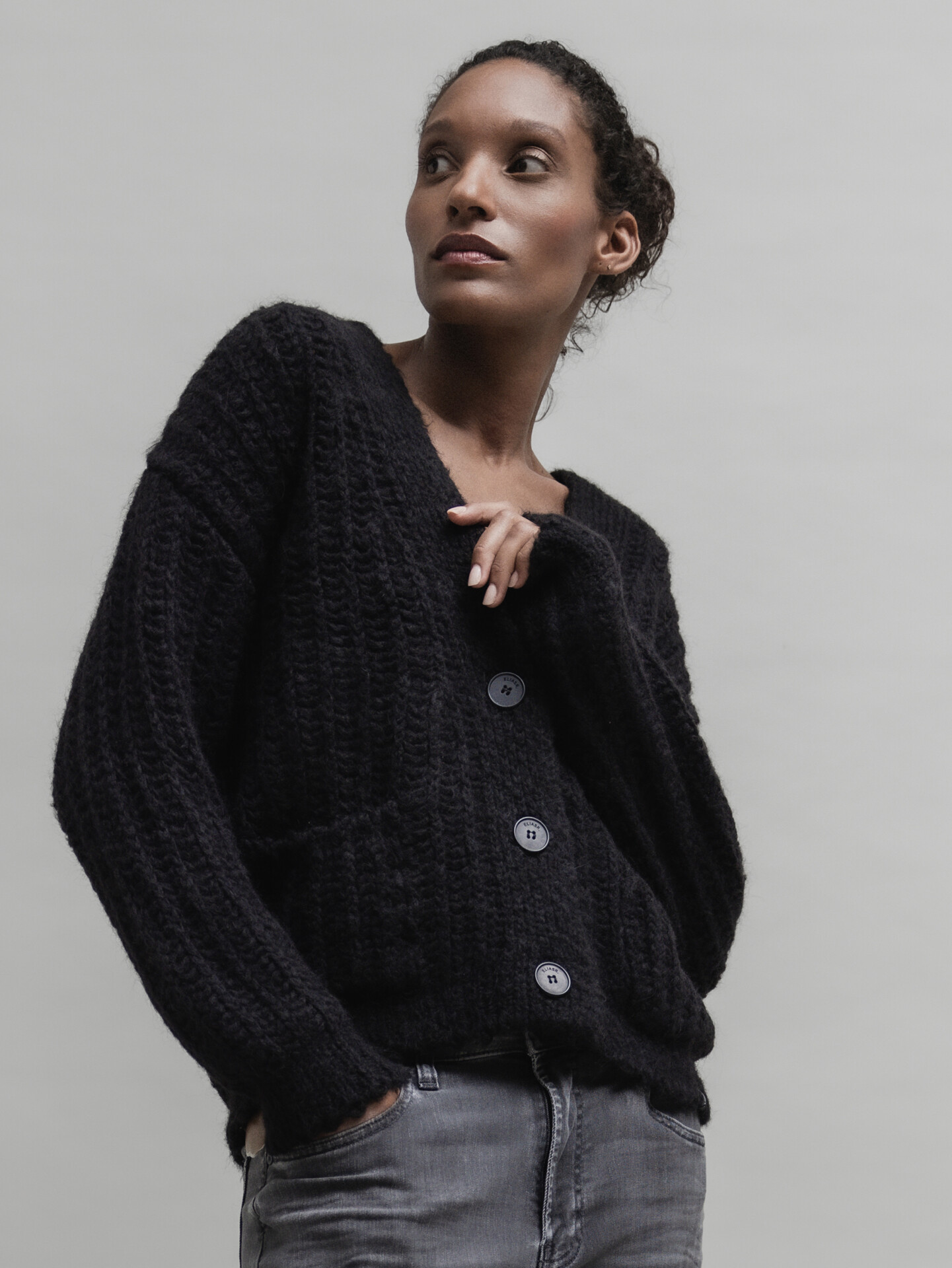 ELIAS RUMELIS Strickjacke Damen (081 BLACK)