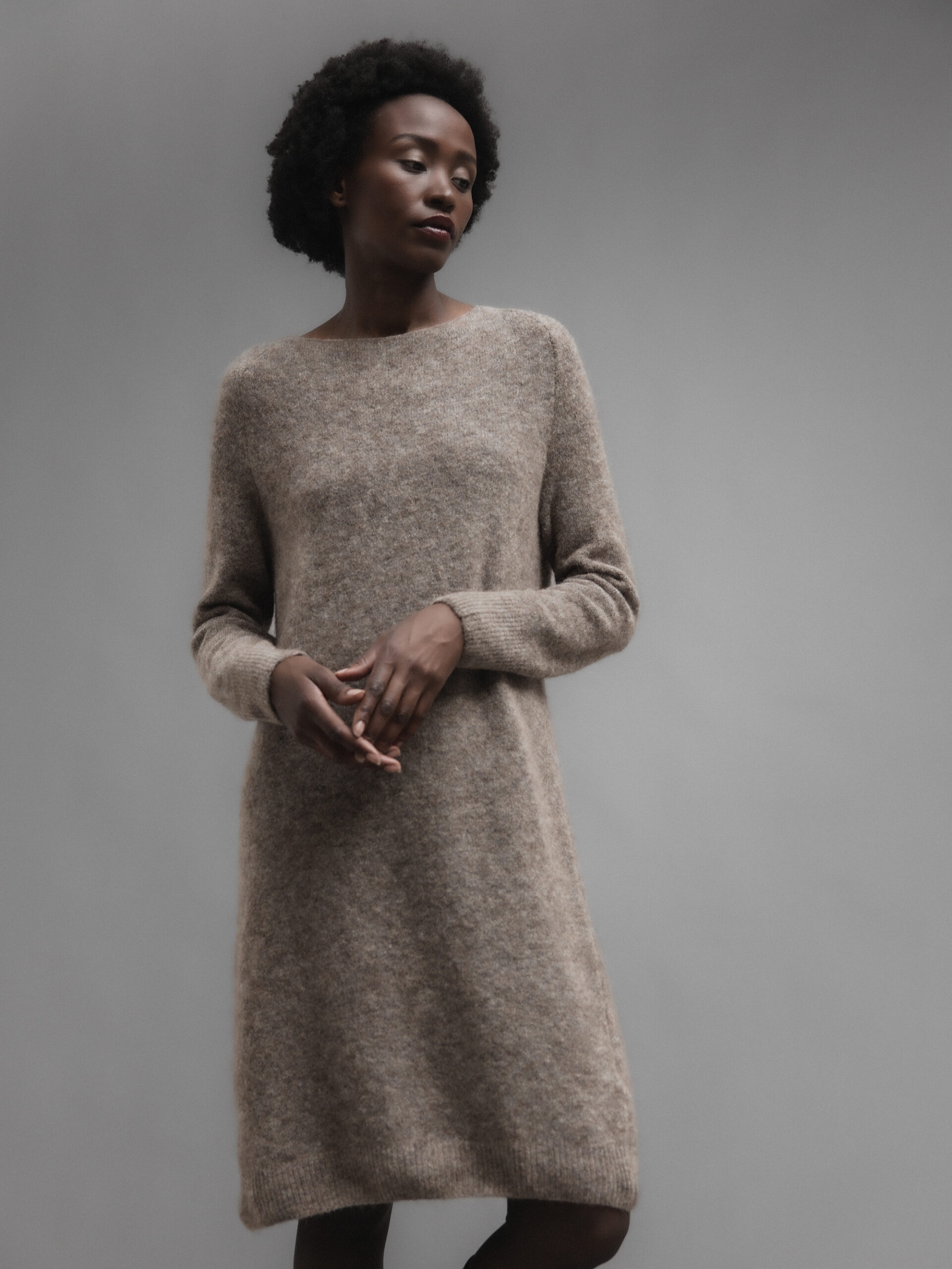 JOHNNY LOVE Midi-Kleid Damen (TAUPE)