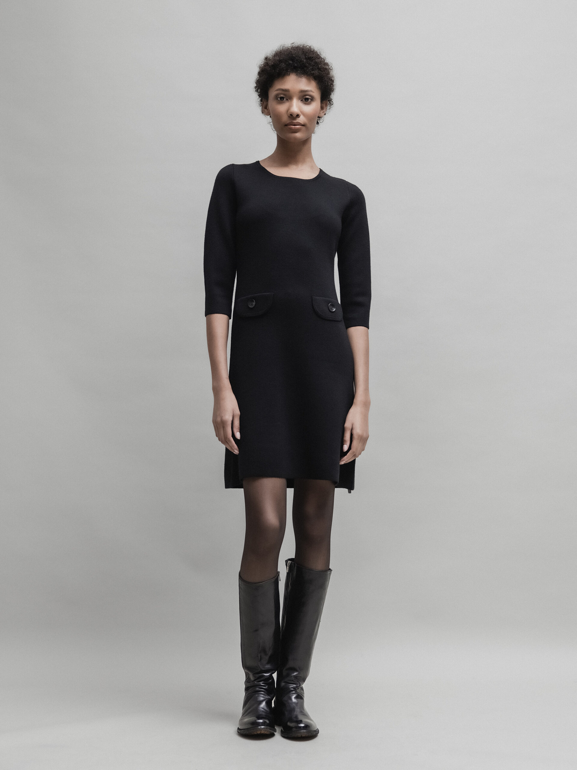 DANIELS Midi-Kleid aus Merinowolle Damen (SCHWARZ)