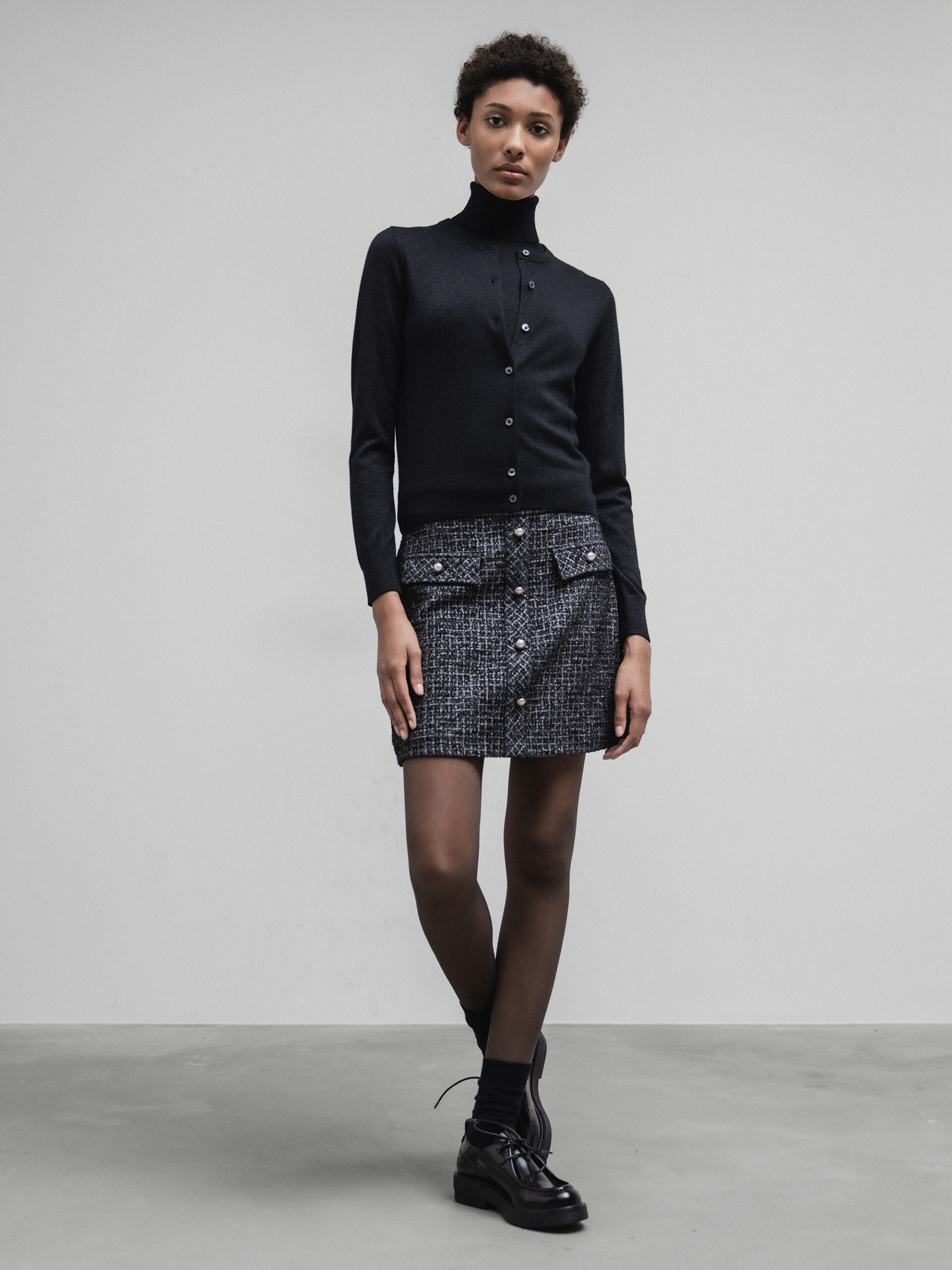 DANIELS Kurzer Rock in Bouclé-Optik Damen (SZ/SILBER)