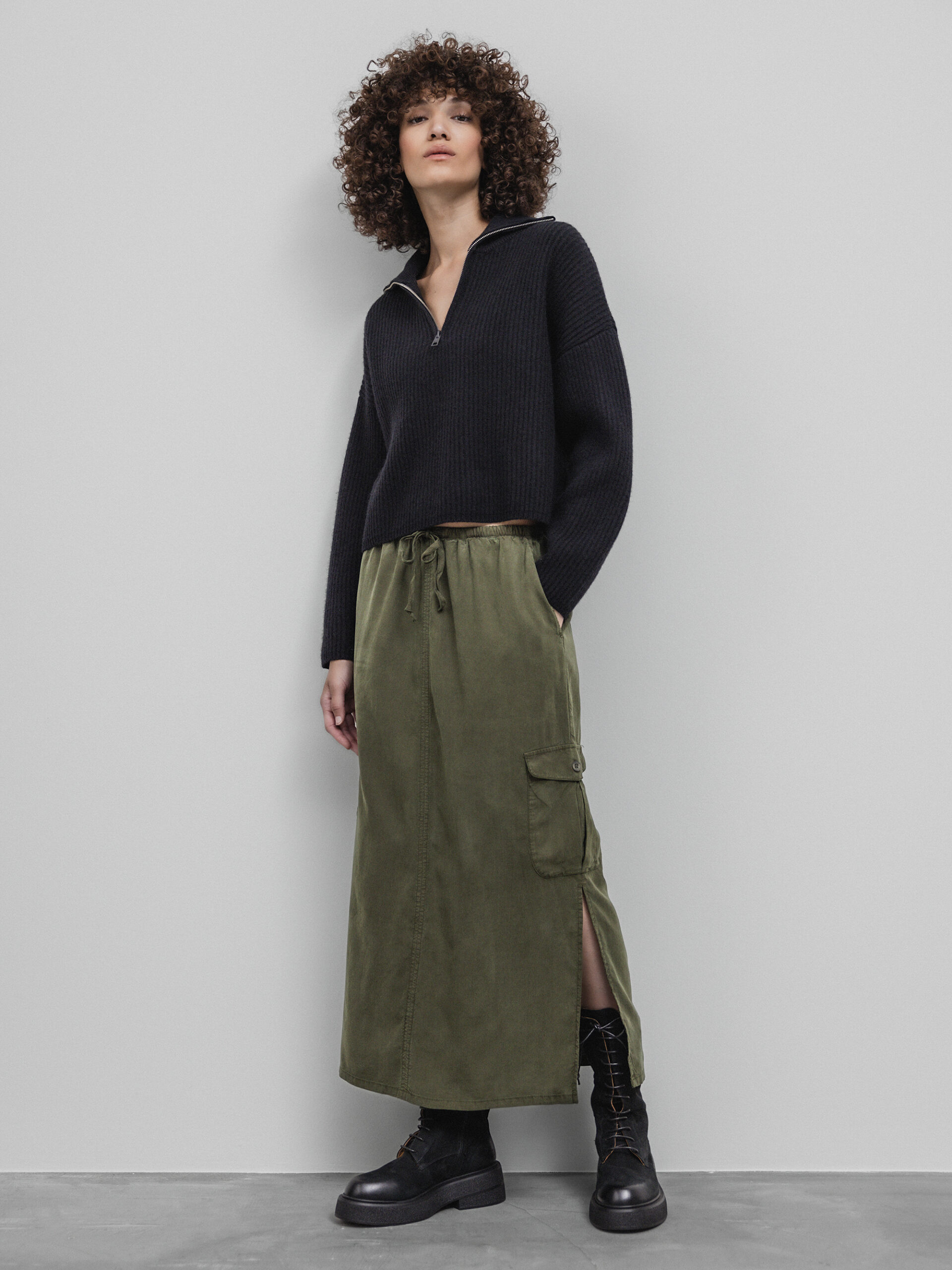 Jacke Midi Rock Stiefel Topshop – Midirock Aus Wildleder In