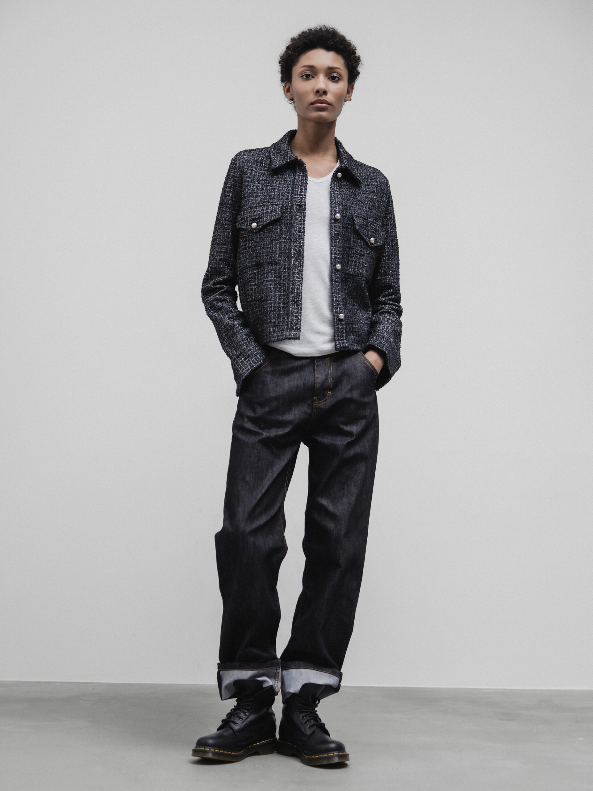 DANIELS Bouclé-Blazer Damen (SZ/SILBER)