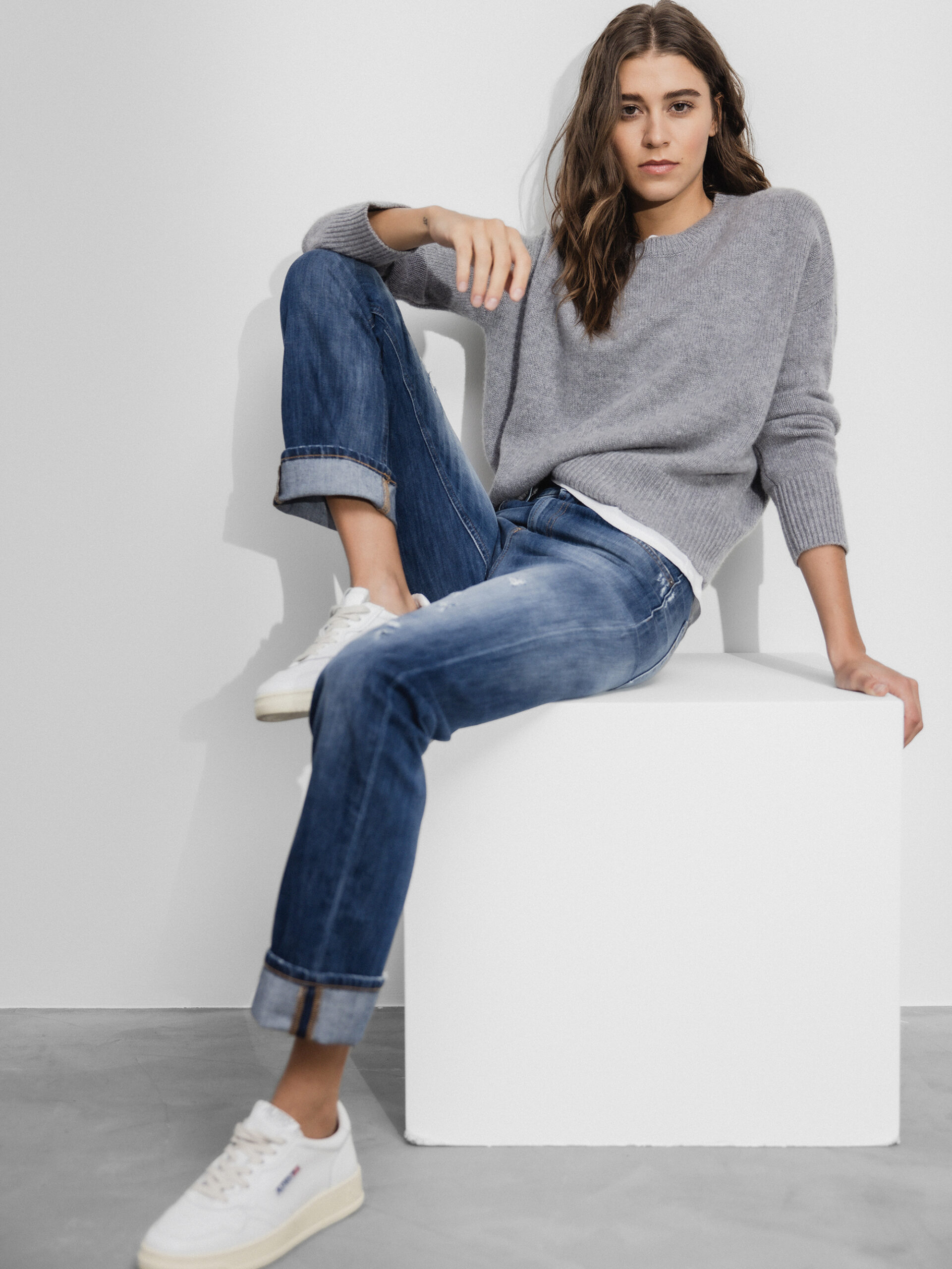 DONDUP Destroyed Regular Fit Jeans Damen (800 BLUE USED LÖCHER)