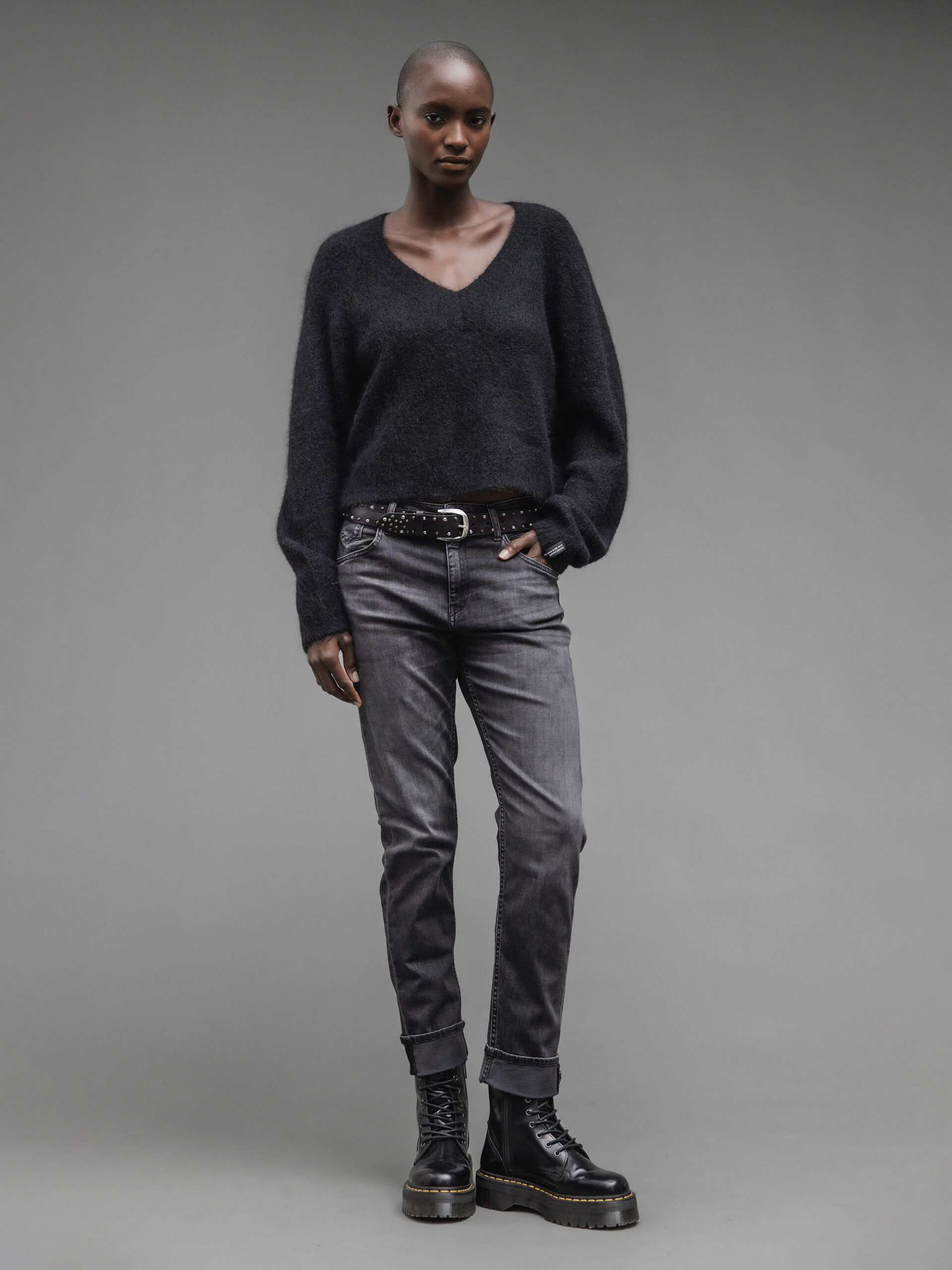 REPLAY Slim Boyfriend Jeans Damen (097 BLACK USED)