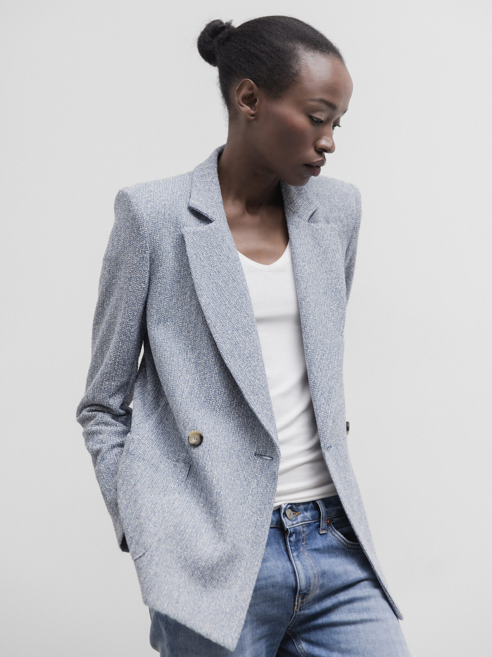 HARRIS WHARF LONDON Bouclé-Blazer Damen (PX10 DENIM MIX)