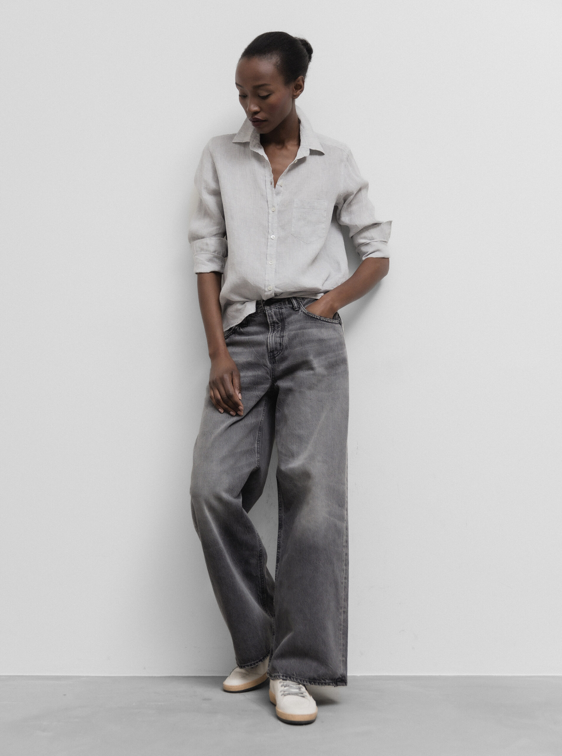 MOUSSY Wide Leg Jeans Damen (LT BLACK USED)