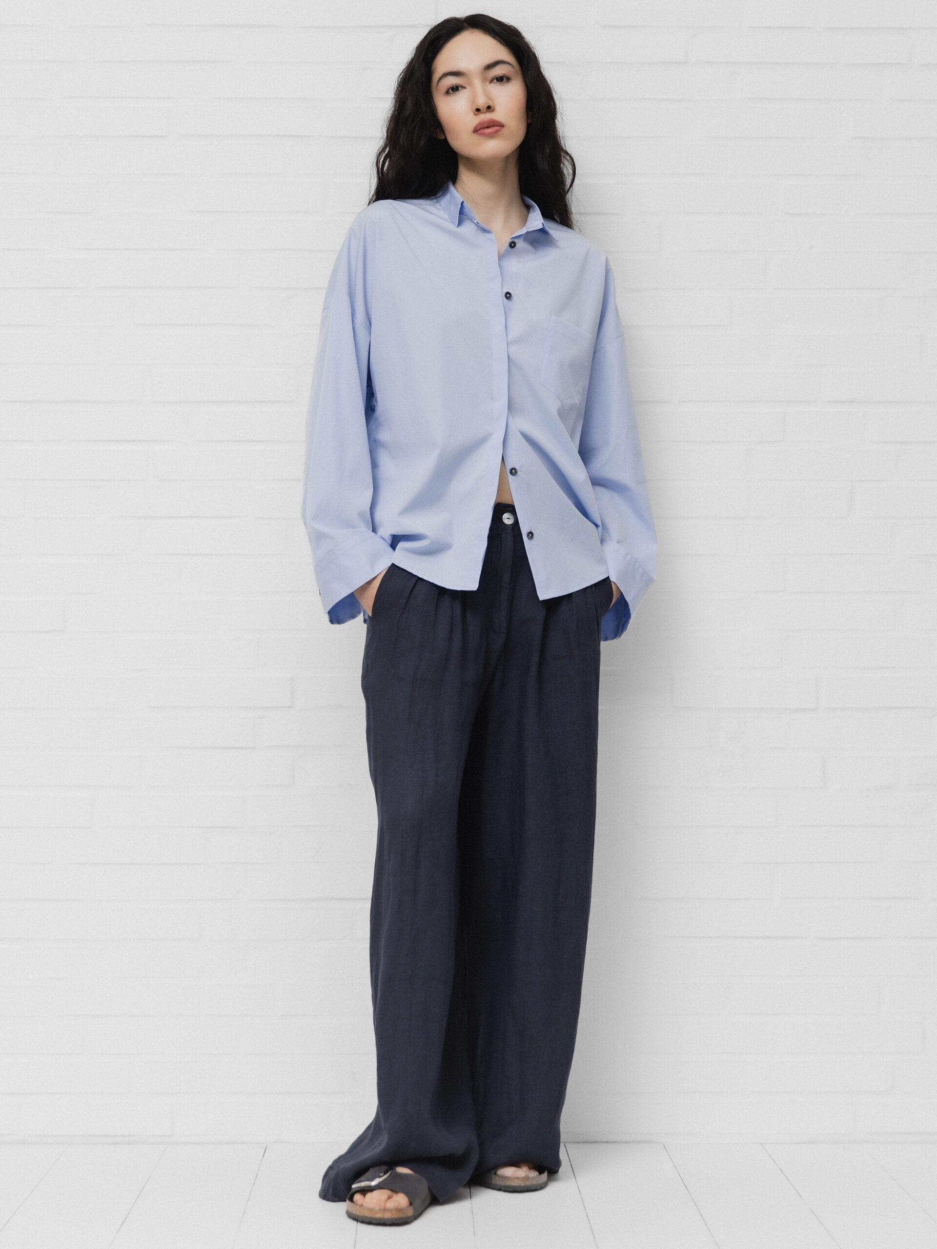 BY-BAR AMSTERDAM Lässige Hose aus Leinen Damen (856 NAVY)