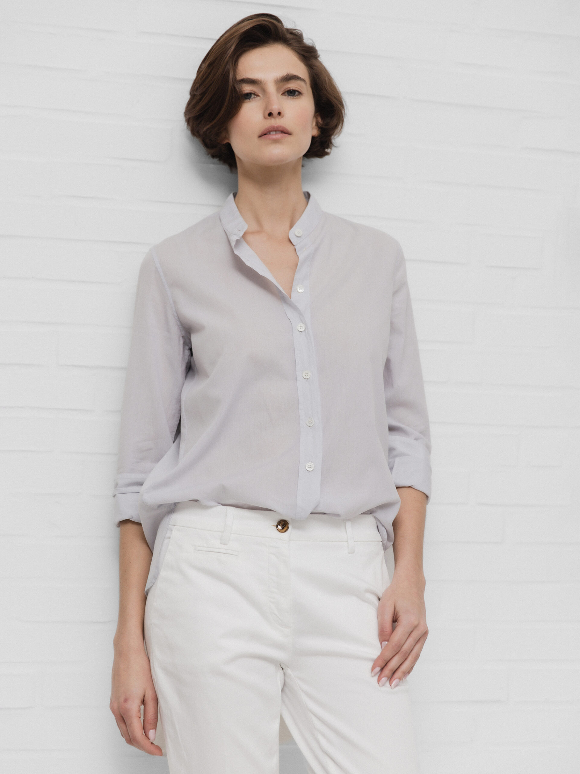 CALIBAN Bluse aus Baumwolle Damen (UW2 SILBER)