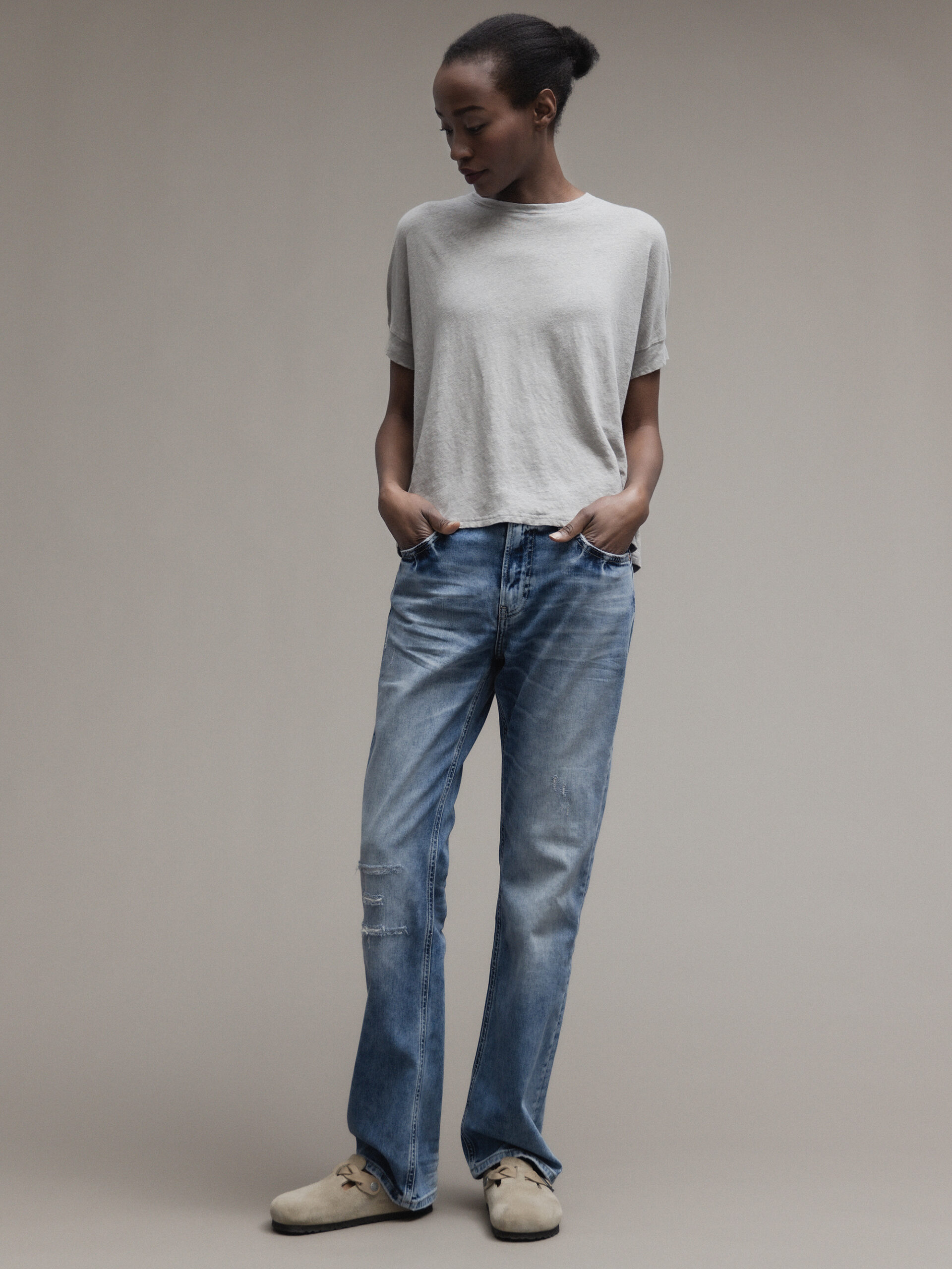 TRUE RELIGION Straight Leg Jeans Damen (4000 LIGHT BLUE USED)