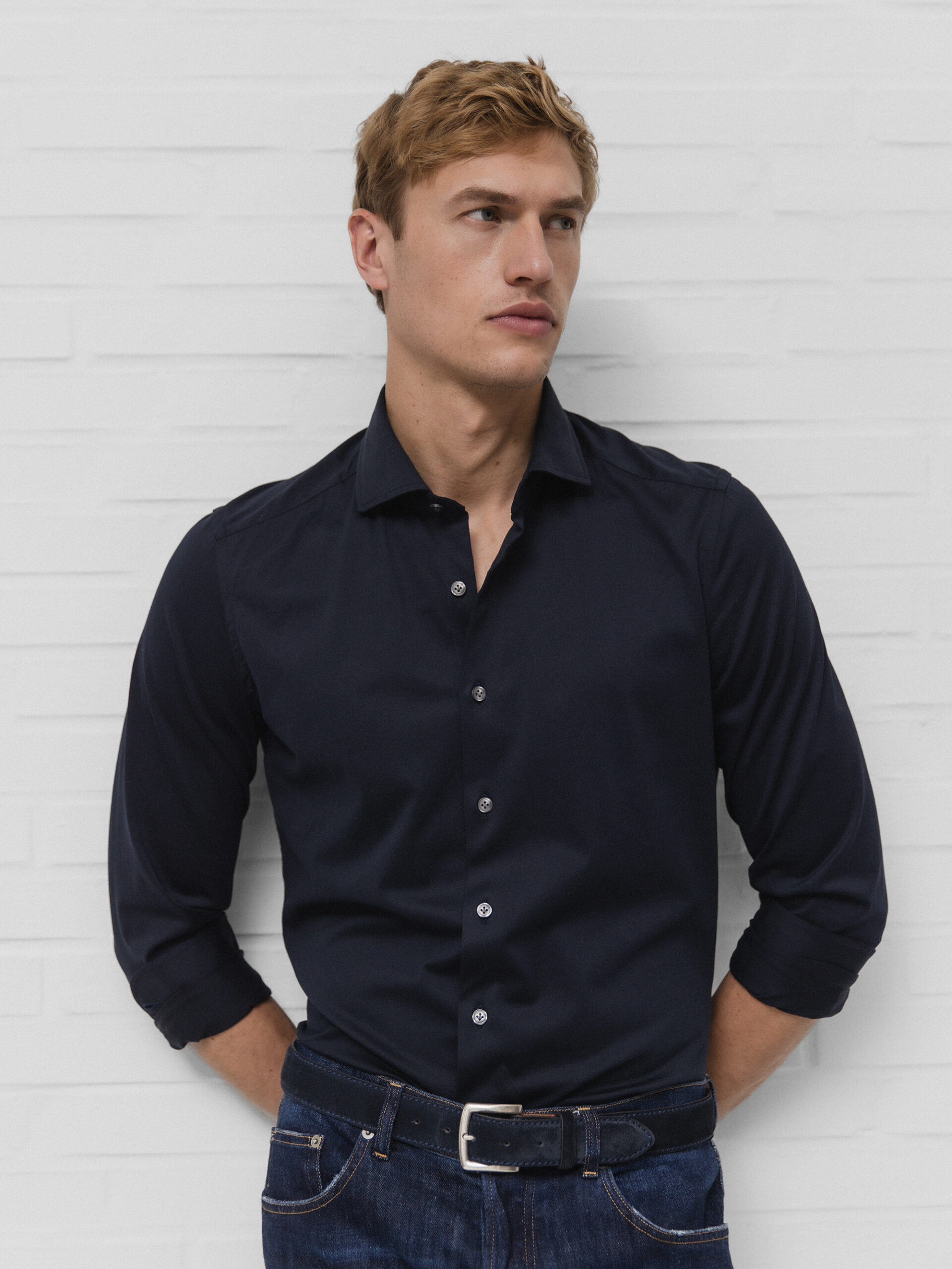 SONRISA Baumwollhemd Herren (02 NAVY)