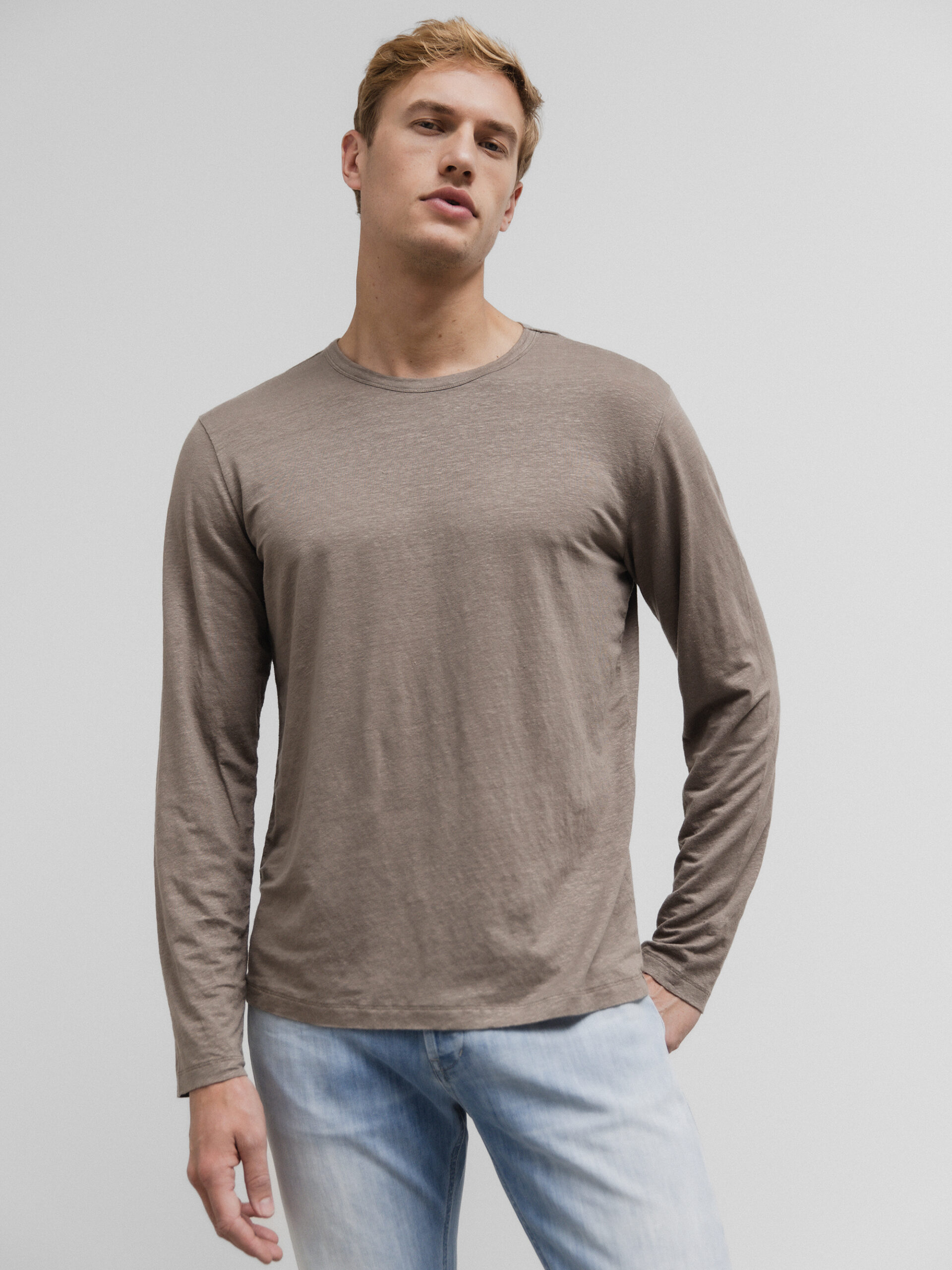 DANIELS Langarmshirt aus Leinen Herren (TAUPE)