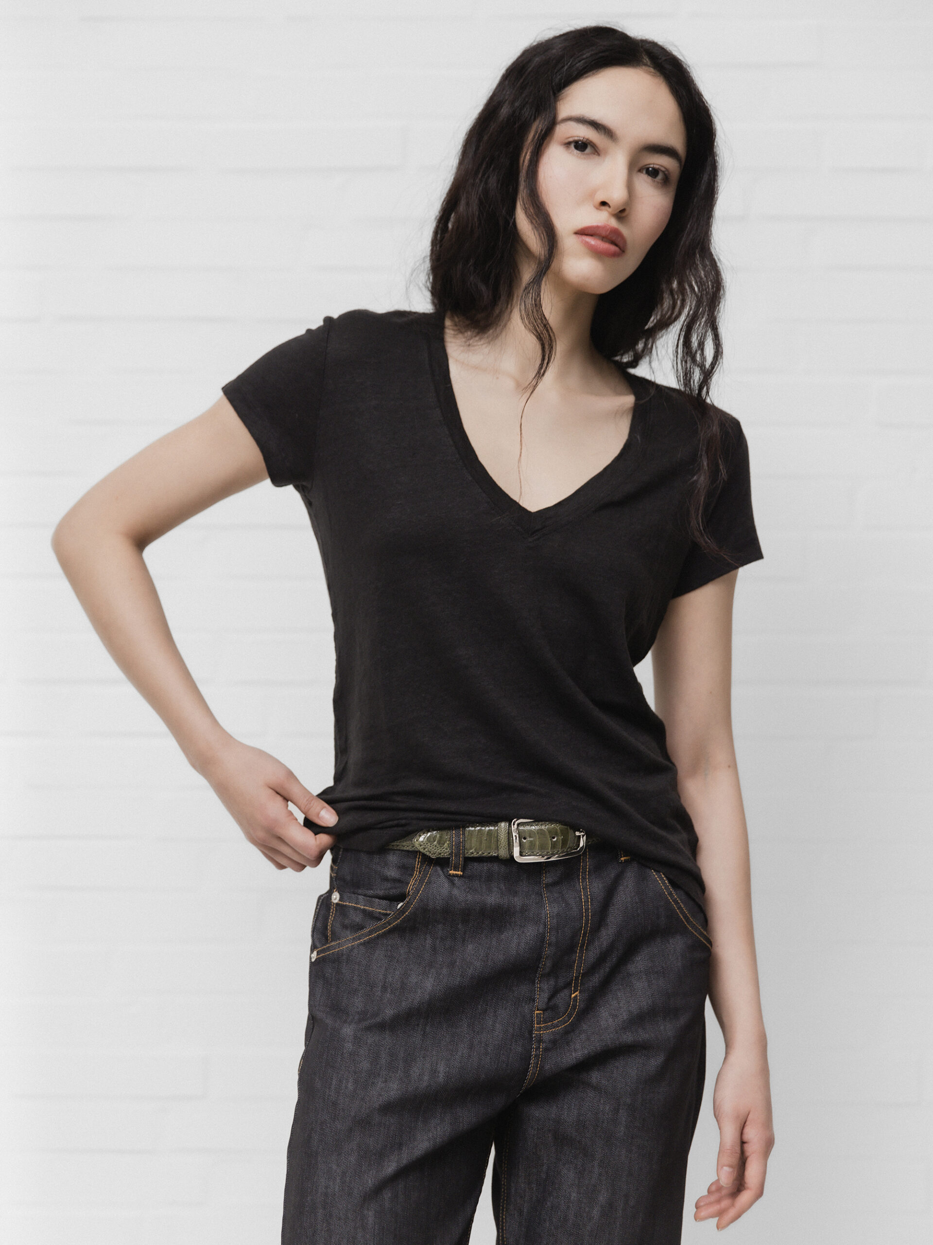 DANIELS T-Shirt aus Leinen Damen (SCHWARZ)