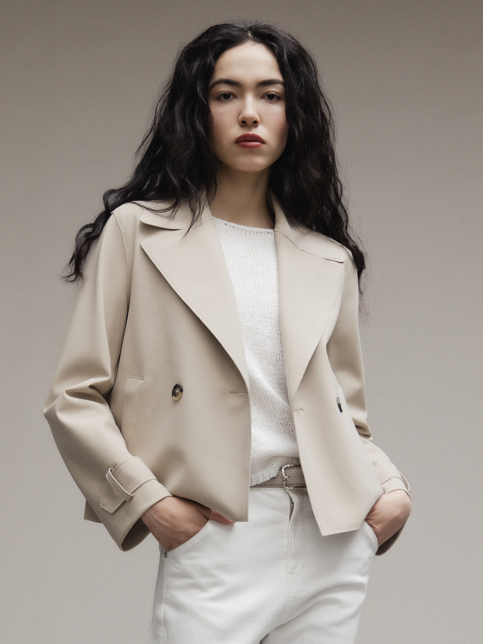 HARRIS WHARF LONDON Kurzer Trenchcoat Damen (430 SAND)