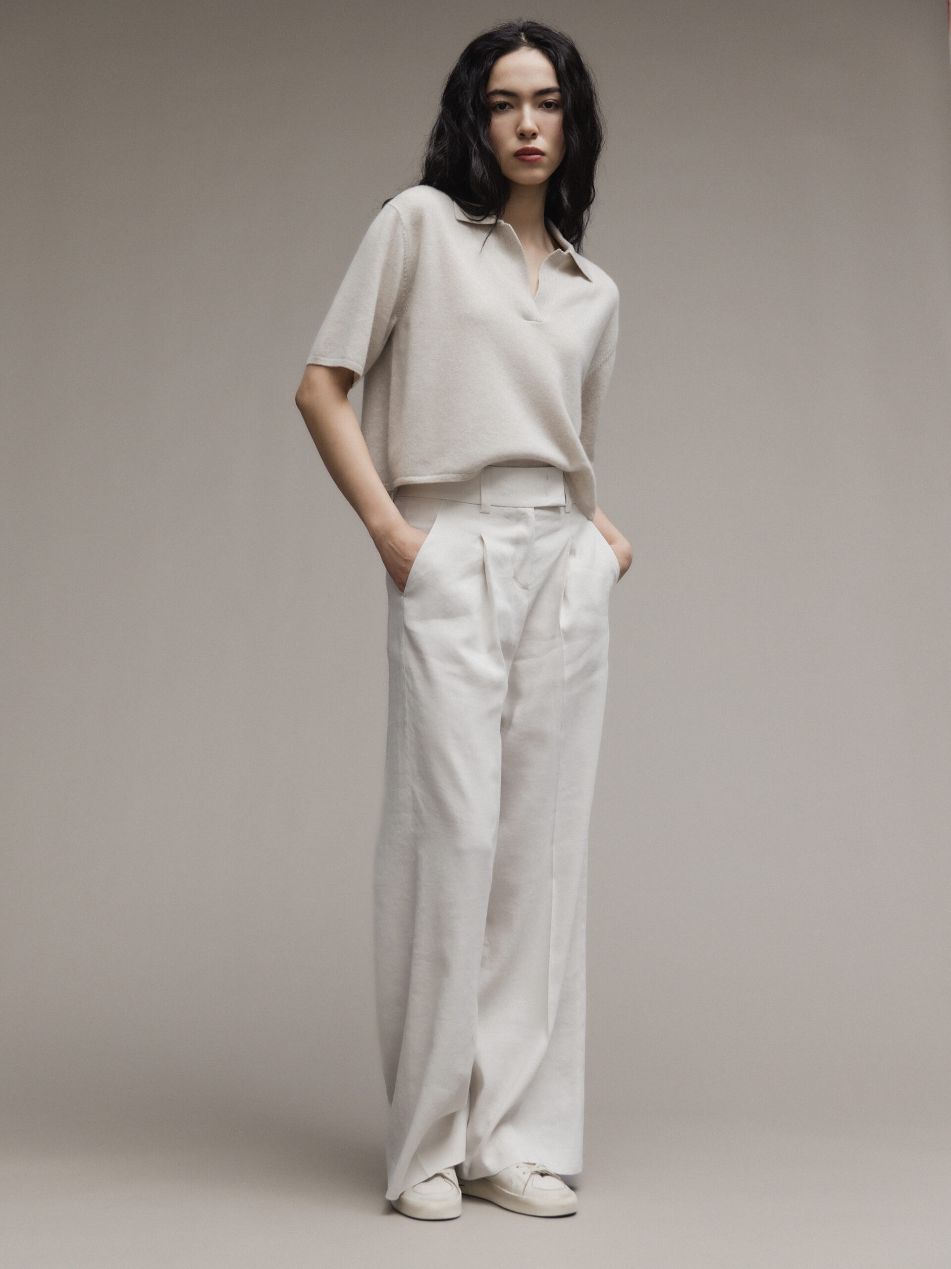 SEDUCTIVE Weite Hose aus Leinen mit Bundfalte Damen (325 CREMA)