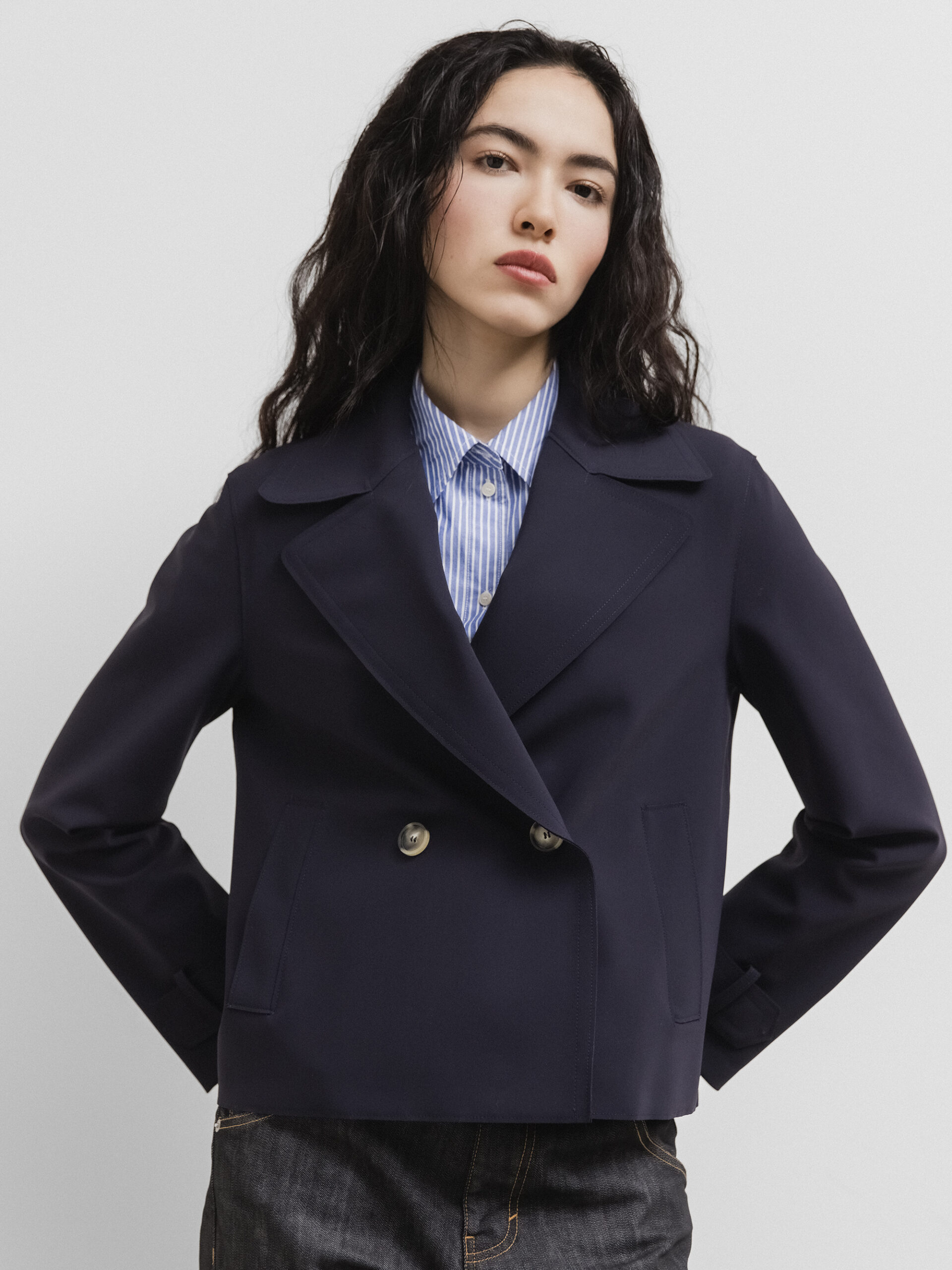 HARRIS WHARF LONDON Kurzer Trenchcoat Damen (358 NAVY)
