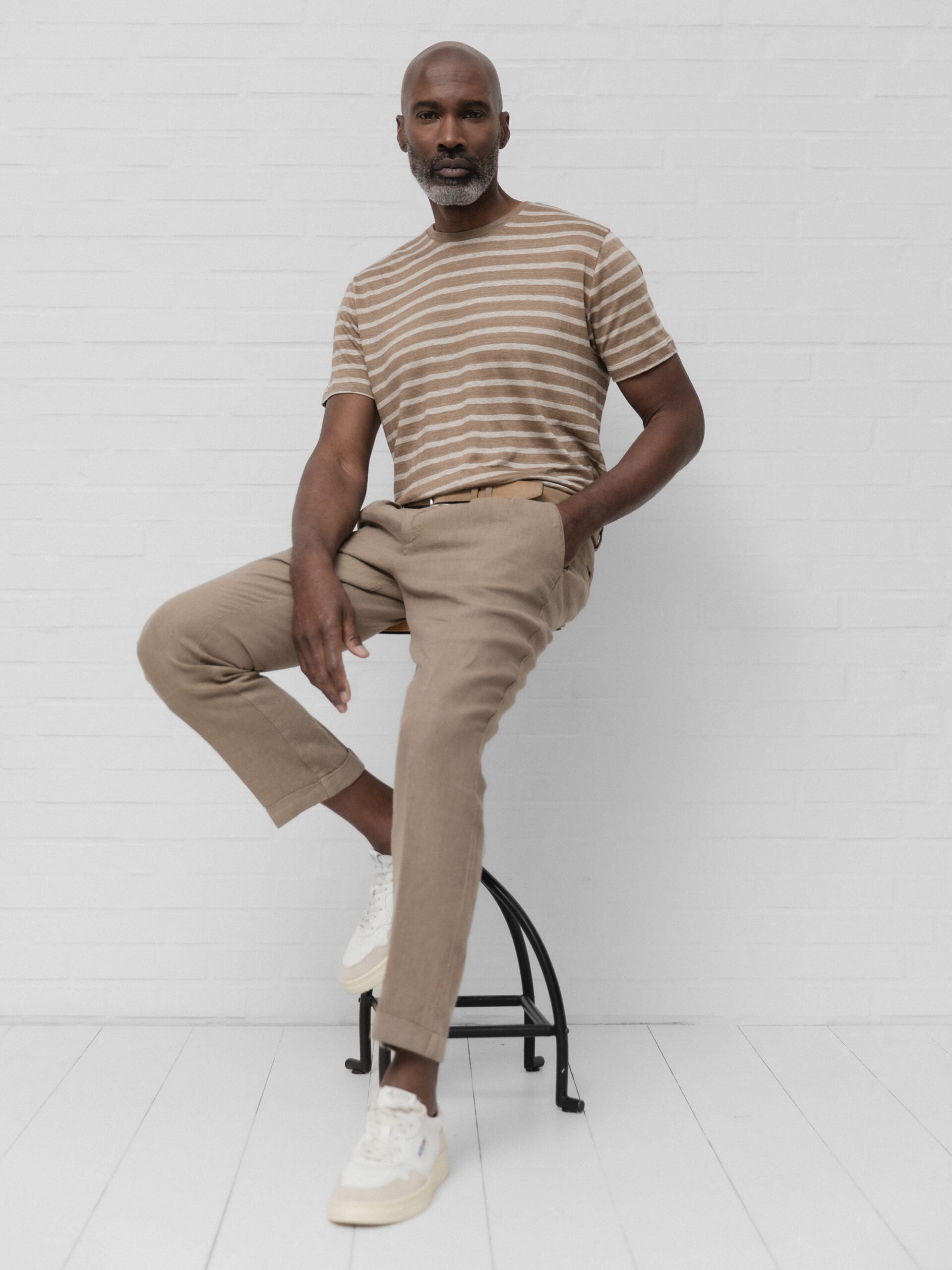 STEFAN BRANDT T-Shirt aus Leinen Herren (01550 BEIGE ECRU)