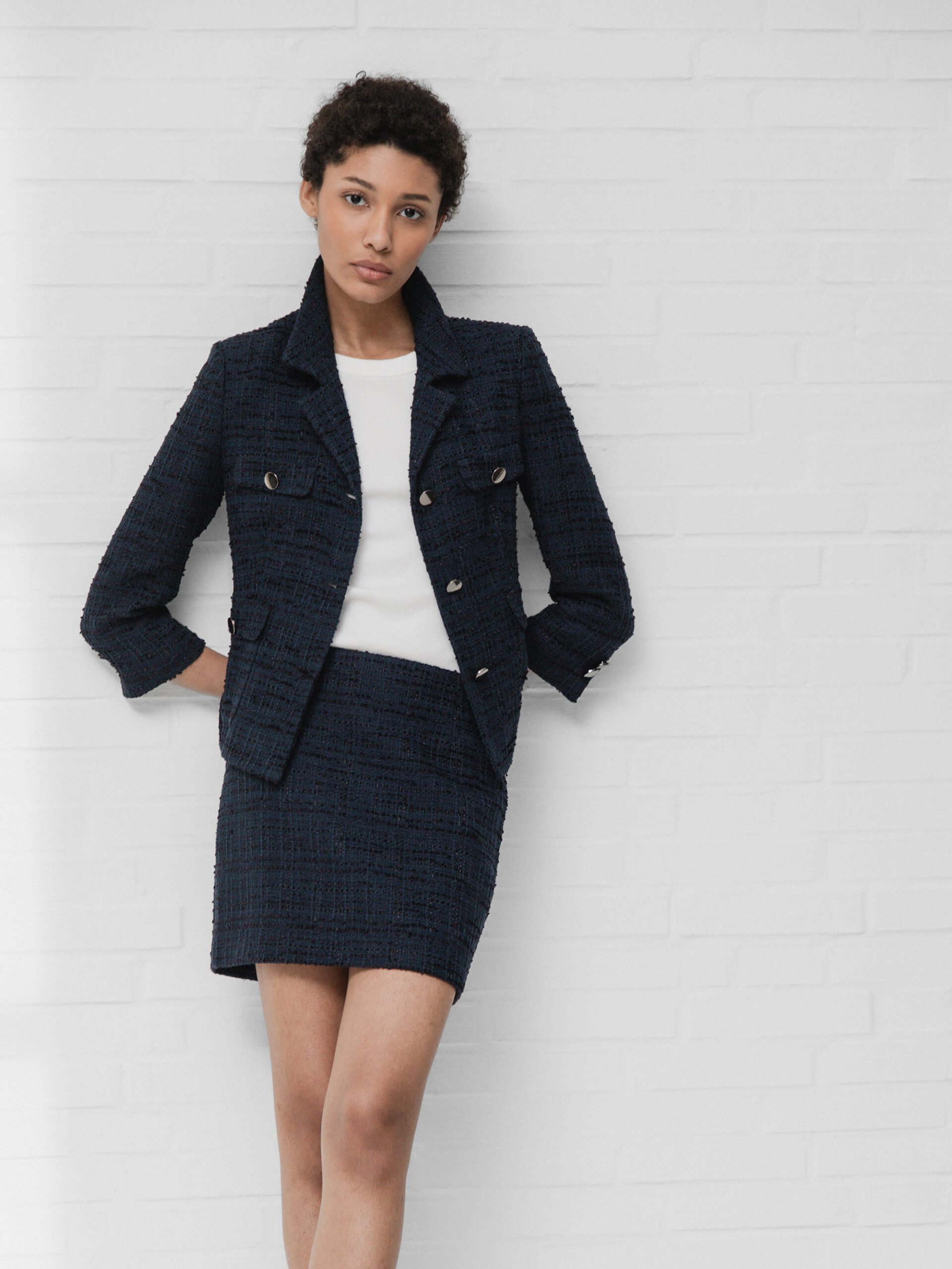 TAGLIATORE Bouclé-Rock Damen (B1289 NAVY)