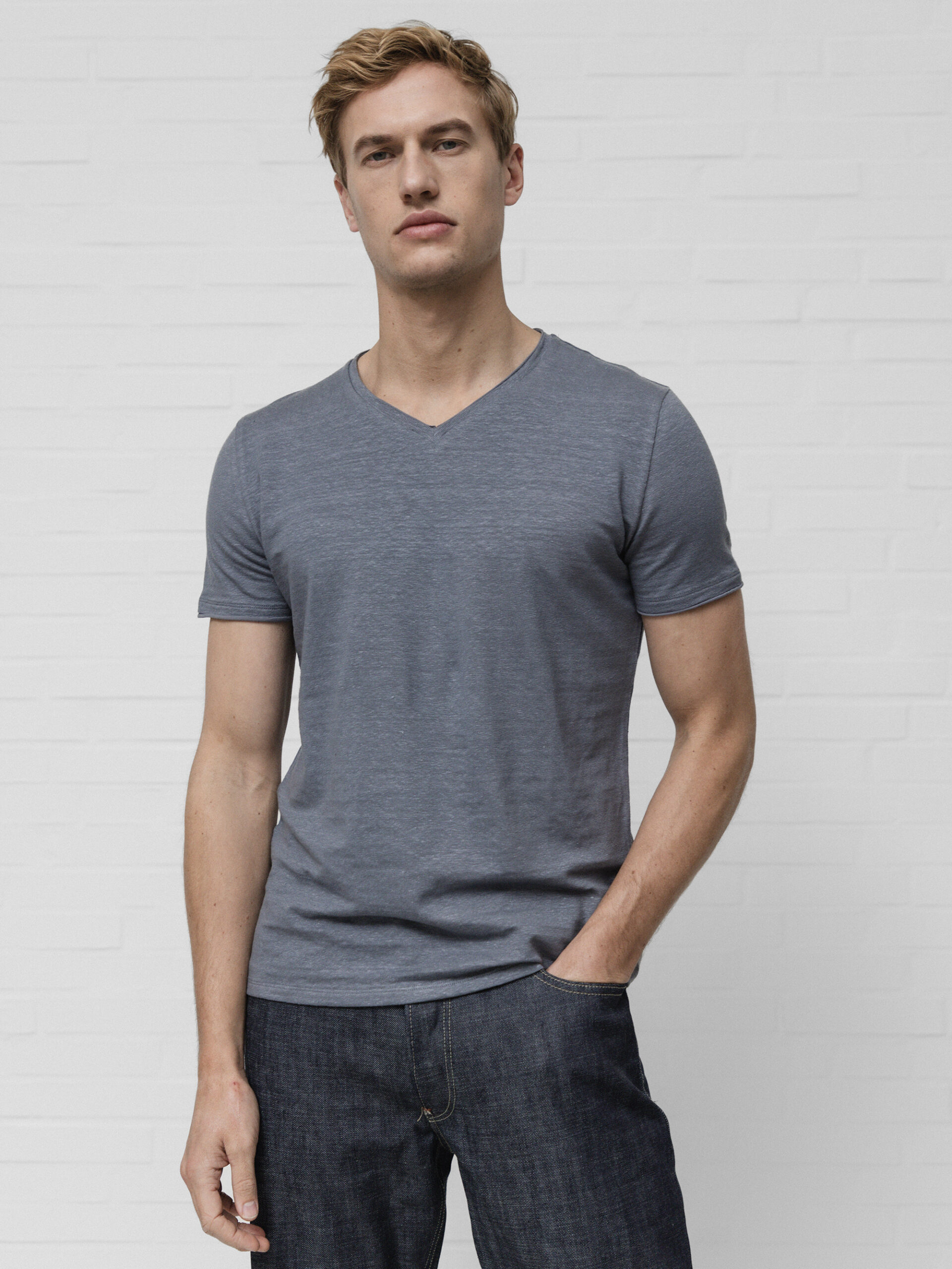 KIEFERMANN T-Shirt aus Leinen Herren (949 SLATE)