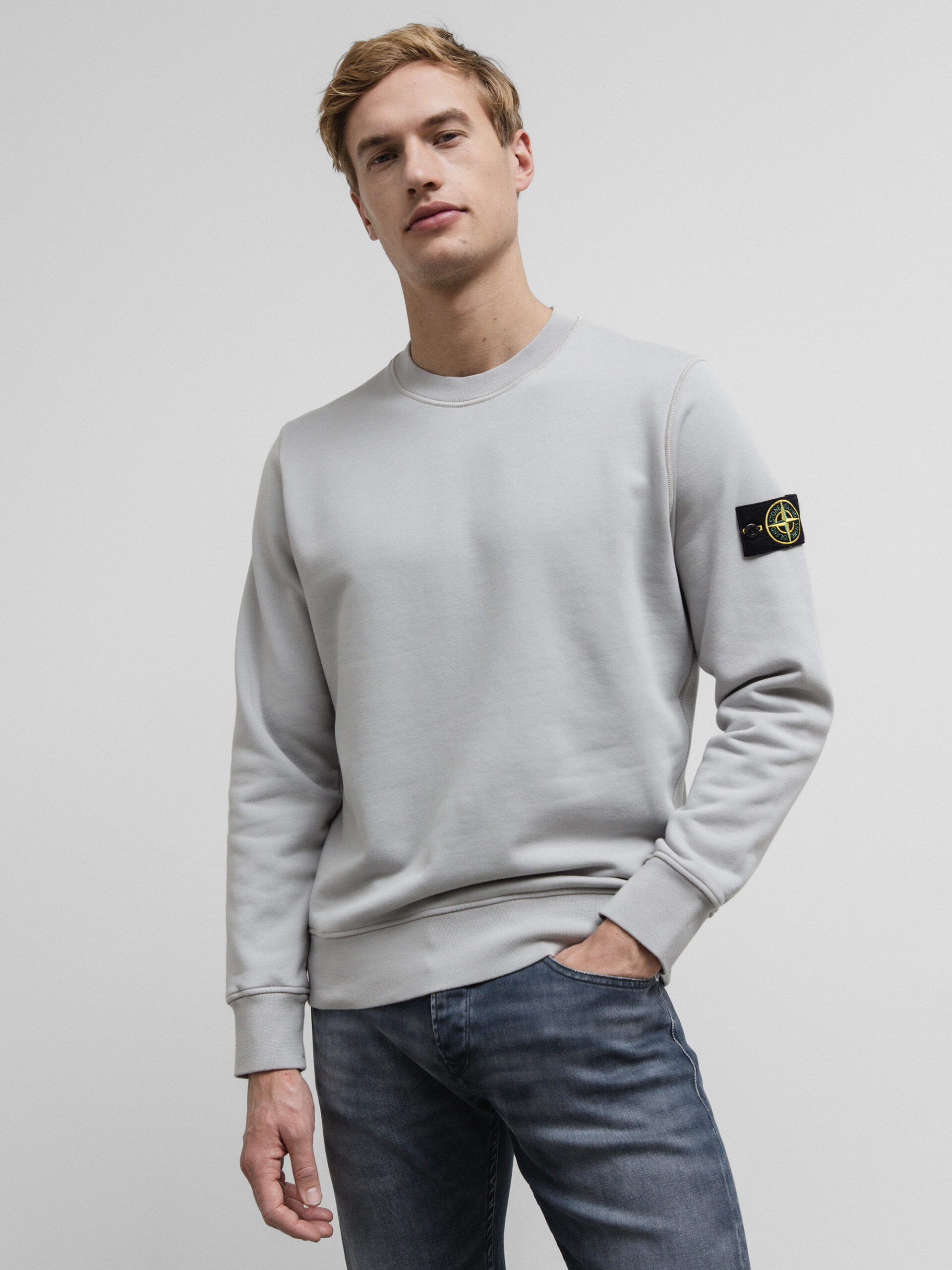STONE ISLAND Sweatshirt aus Baumwolle Herren (V0061 PERLGRAU)