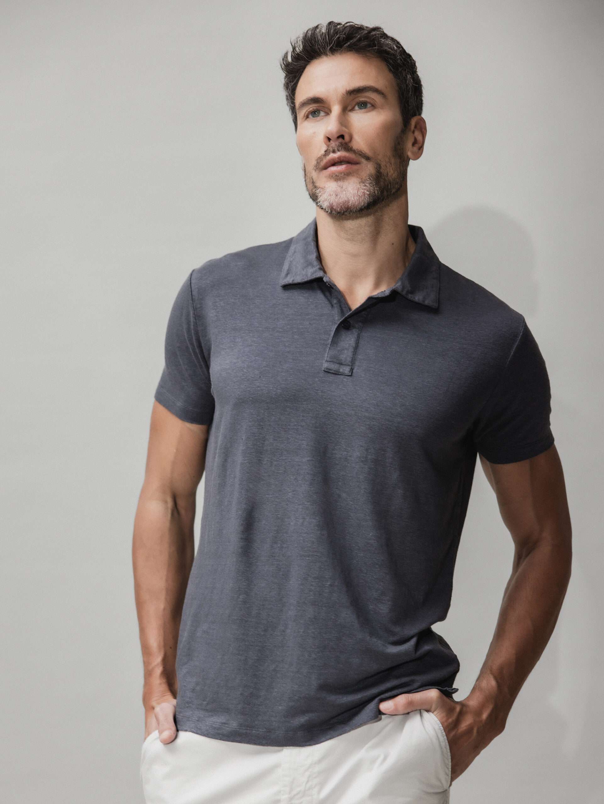 DANIELS Poloshirt aus Leinen Herren (ANTHRA)