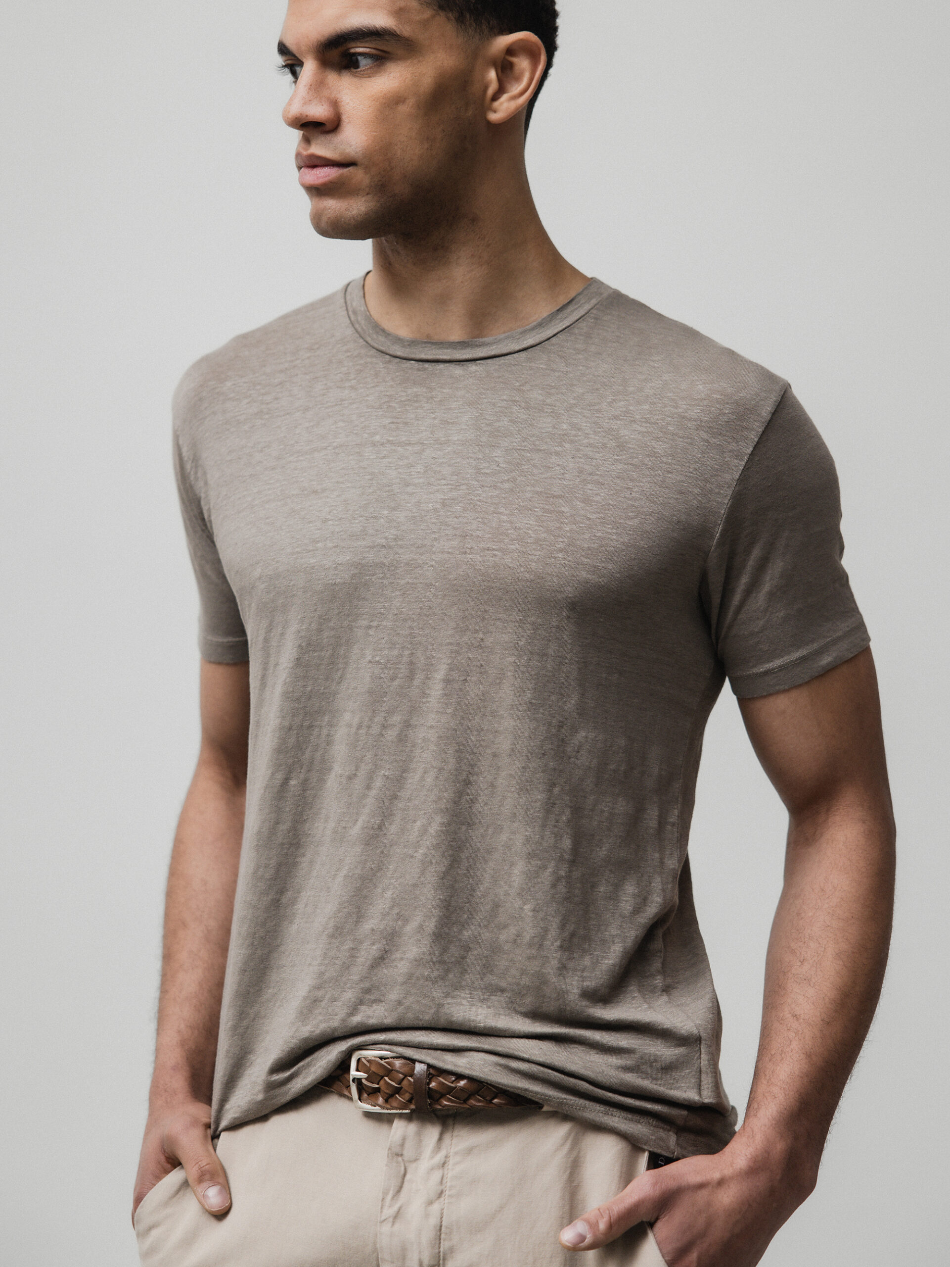 DANIELE FIESOLI T-Shirt aus Leinen Herren (333 SCHLAMM)