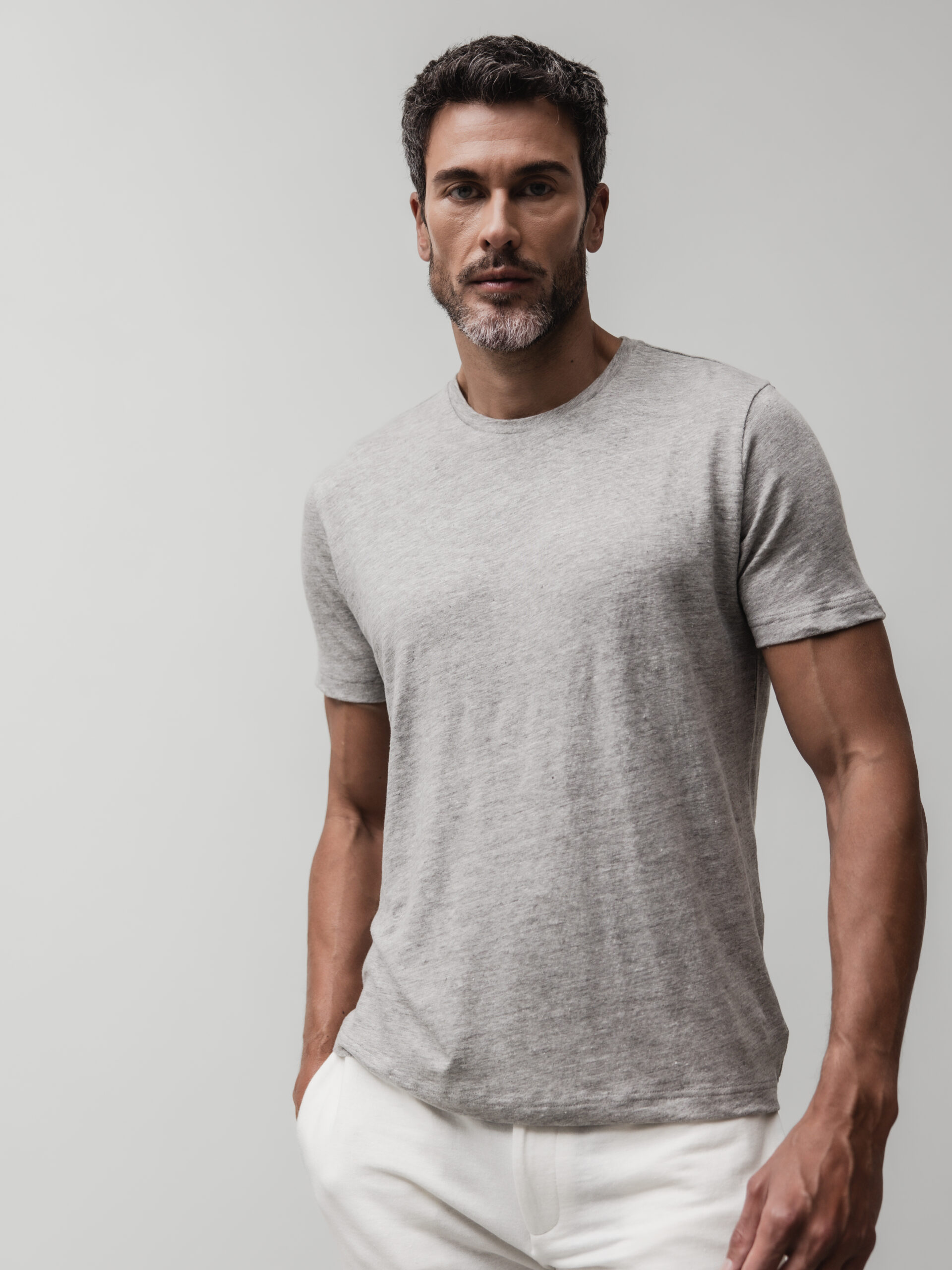 STEFAN BRANDT T-Shirt aus Leinen Herren (00331 GREY MEL)