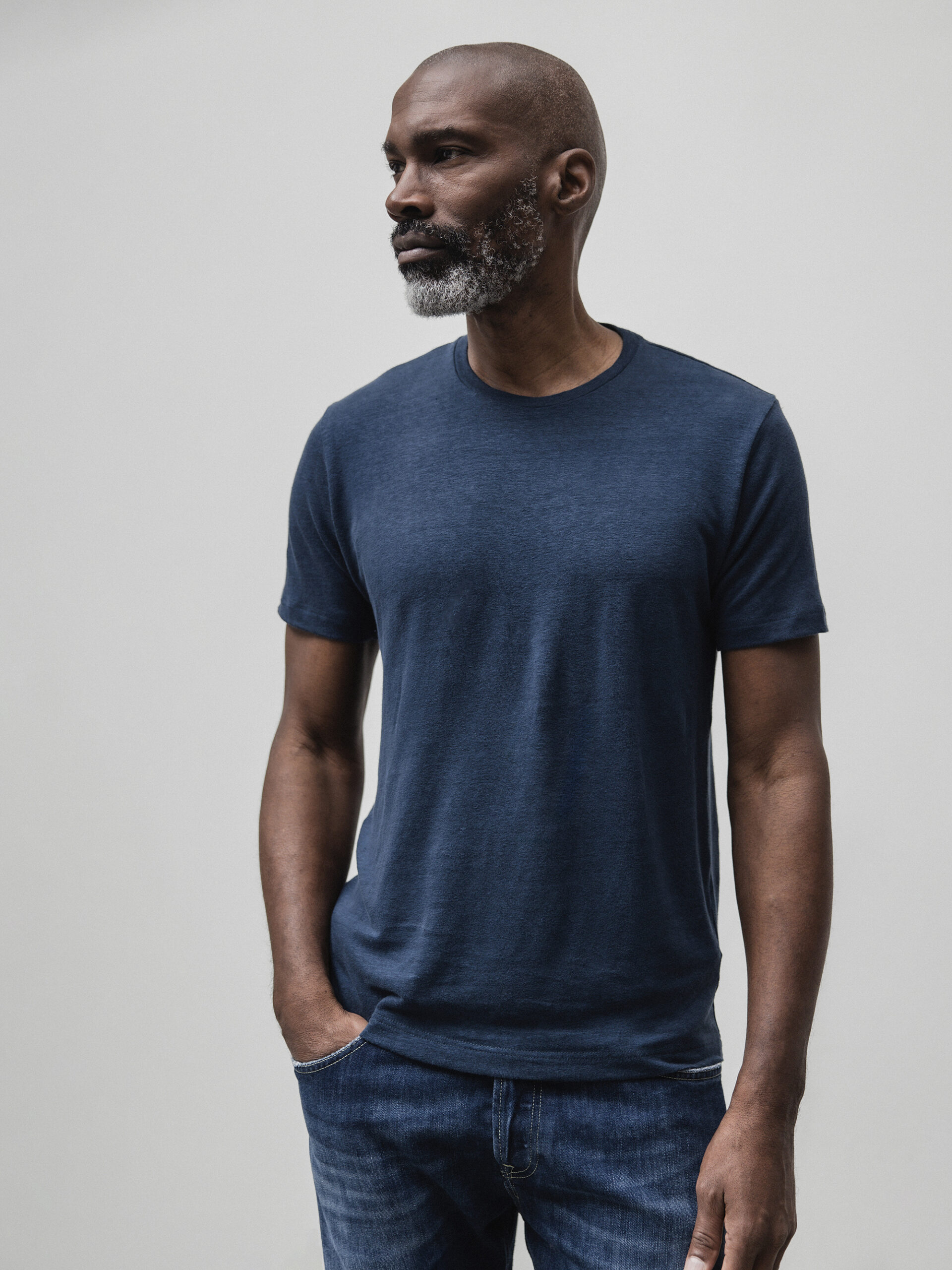 STEFAN BRANDT T-Shirt aus Leinen Herren (07.800 BLUE)