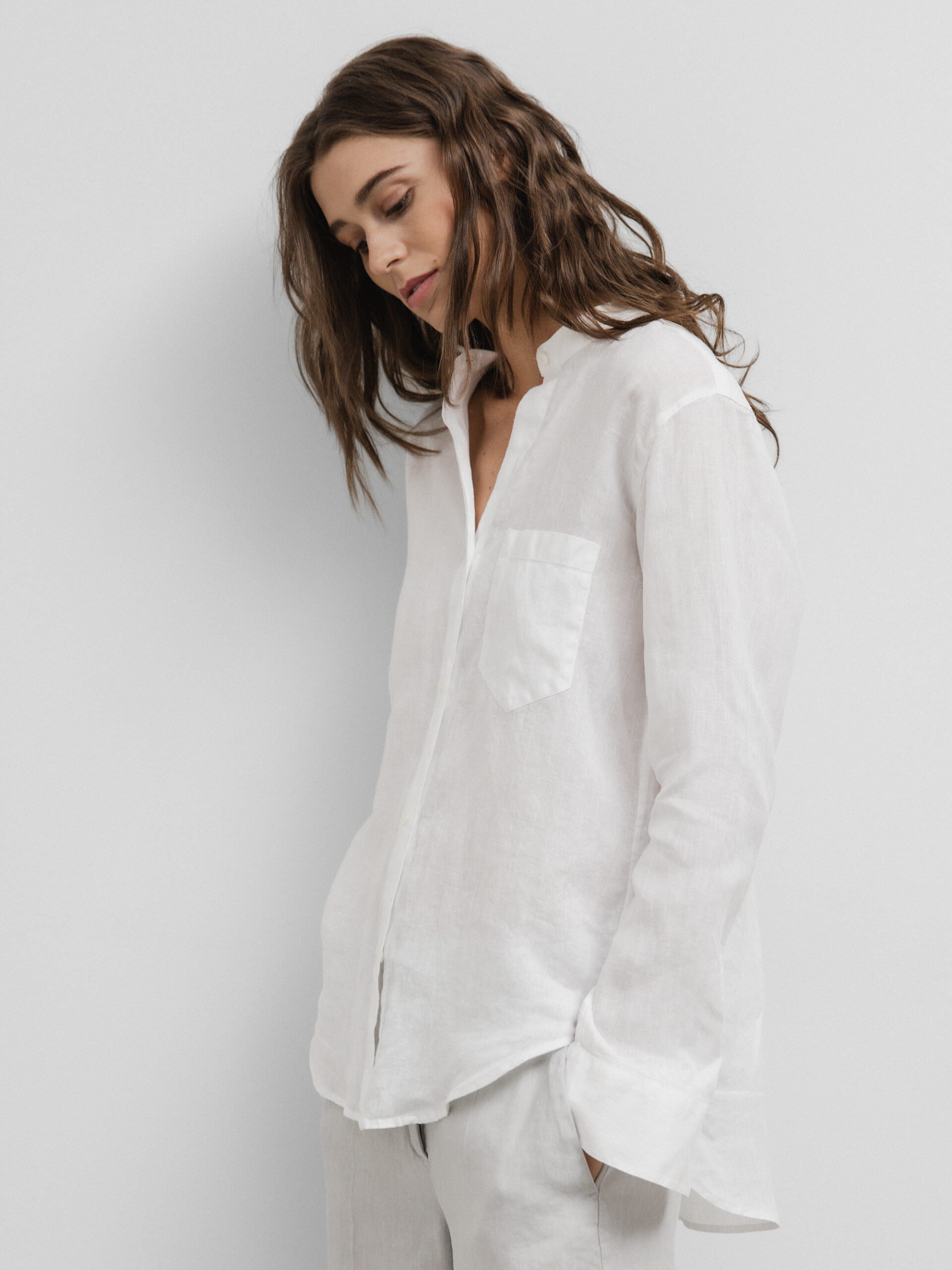 DANIELS Leinenbluse mit Stehkragen Damen (WEISS 1A)