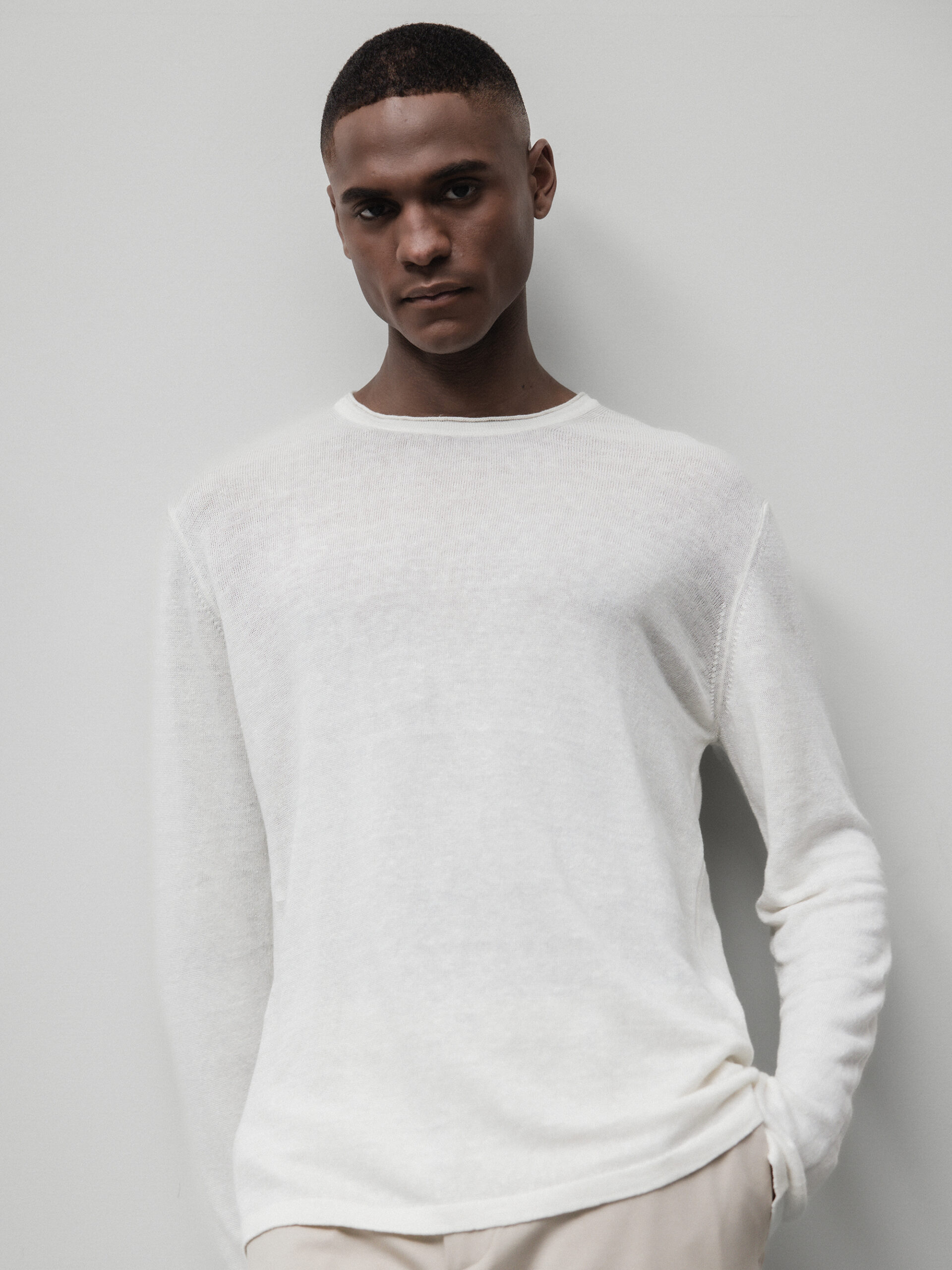 ROBERTO COLLINA Pullover aus Leinen Herren (02 OFF WHITE)