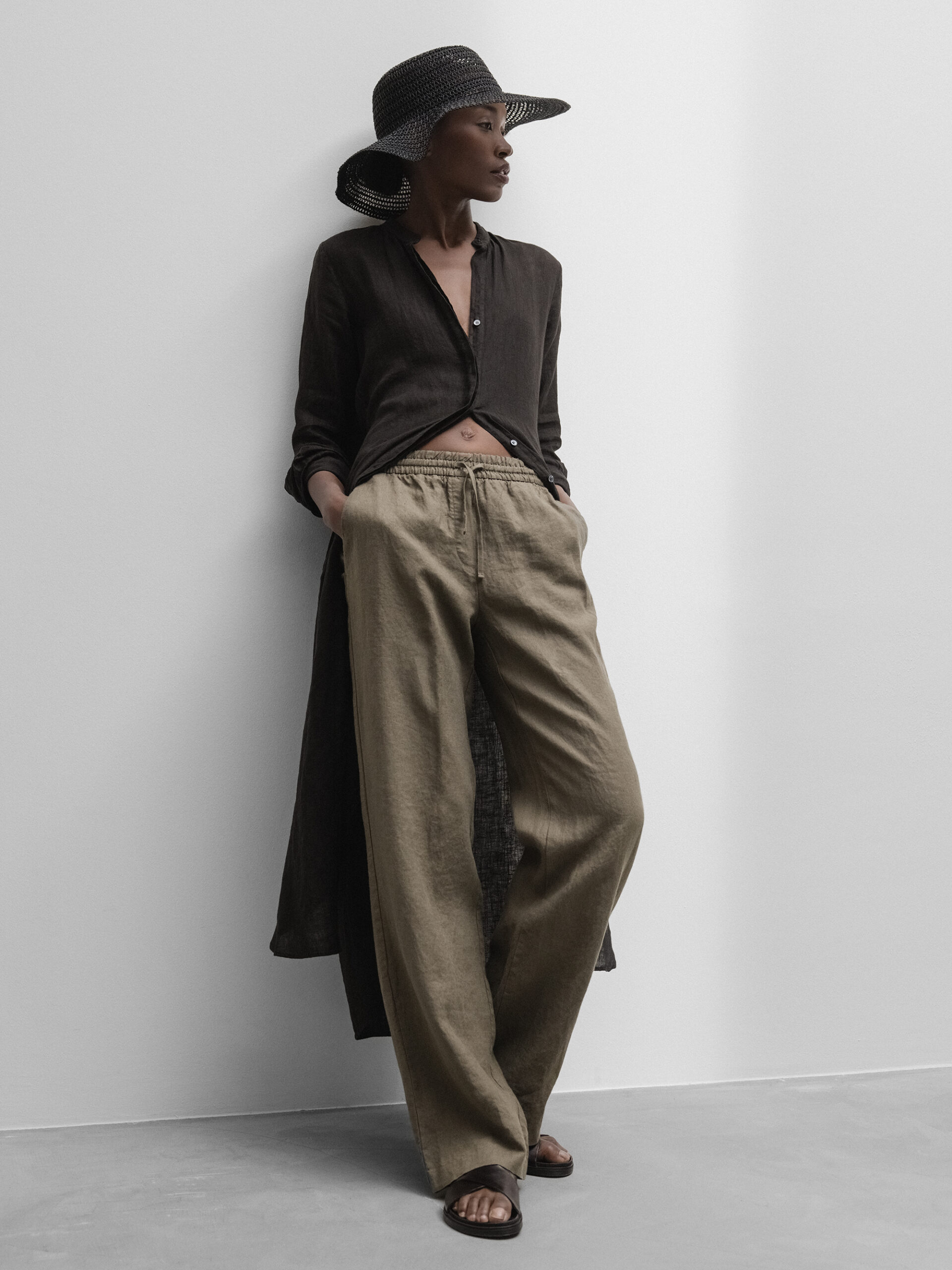 DANIELS Lässige Hose aus Leinen Damen (OLIV)