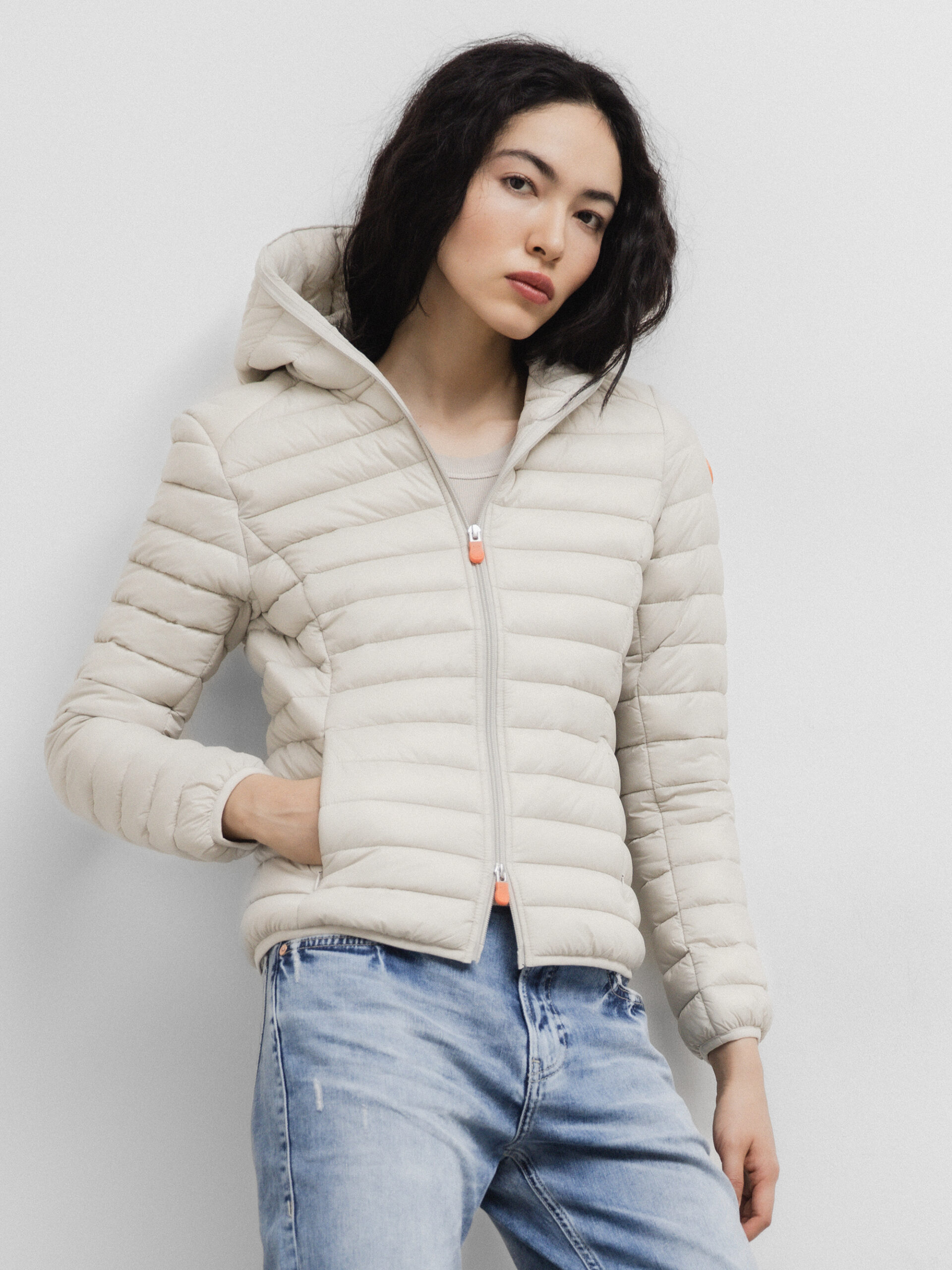 SAVE THE DUCK Taillierte Steppjacke Damen (40019 RAINY BEIGE)