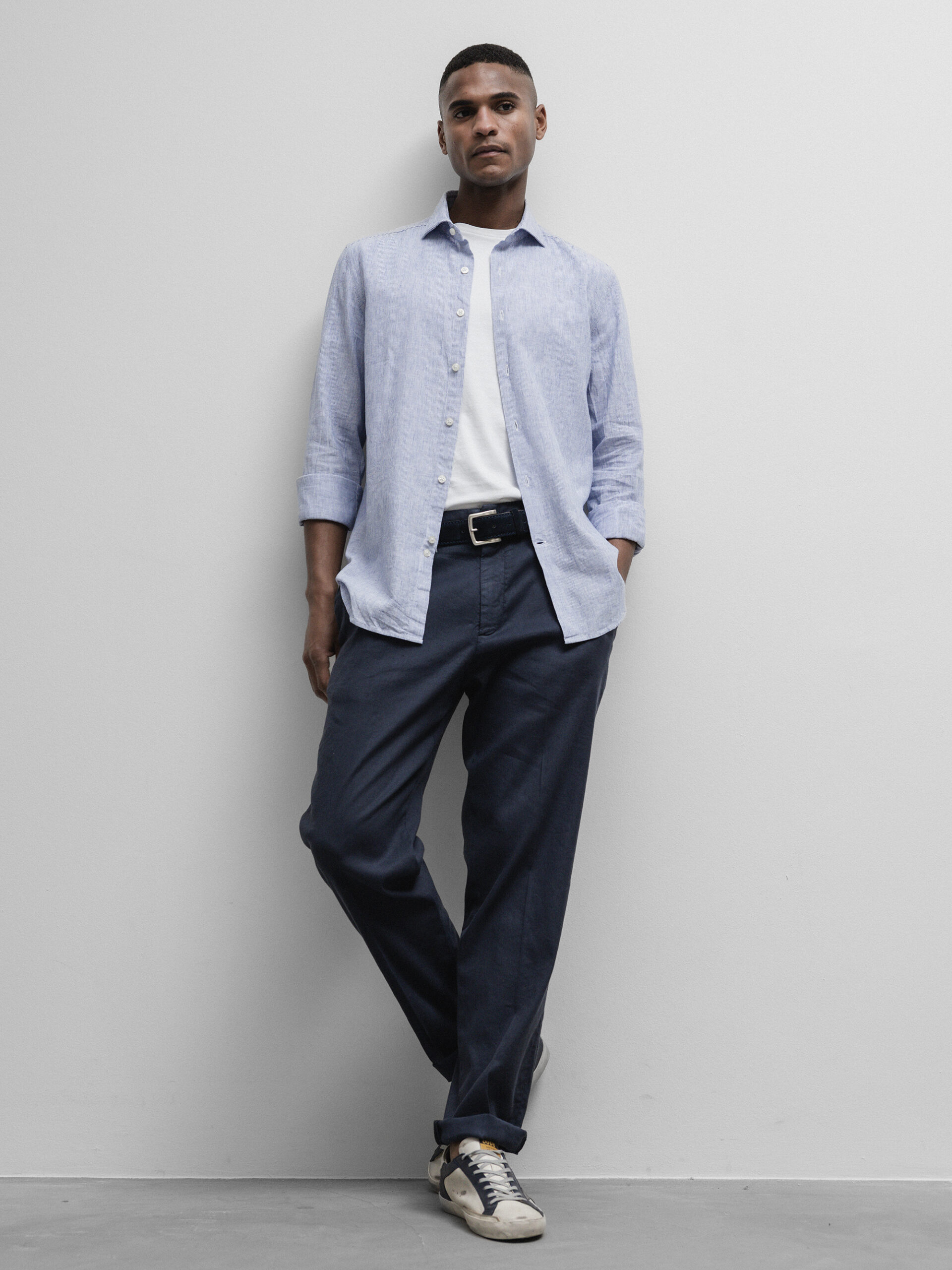 DONDUP Hose aus Leinen Herren (890 NAVY)