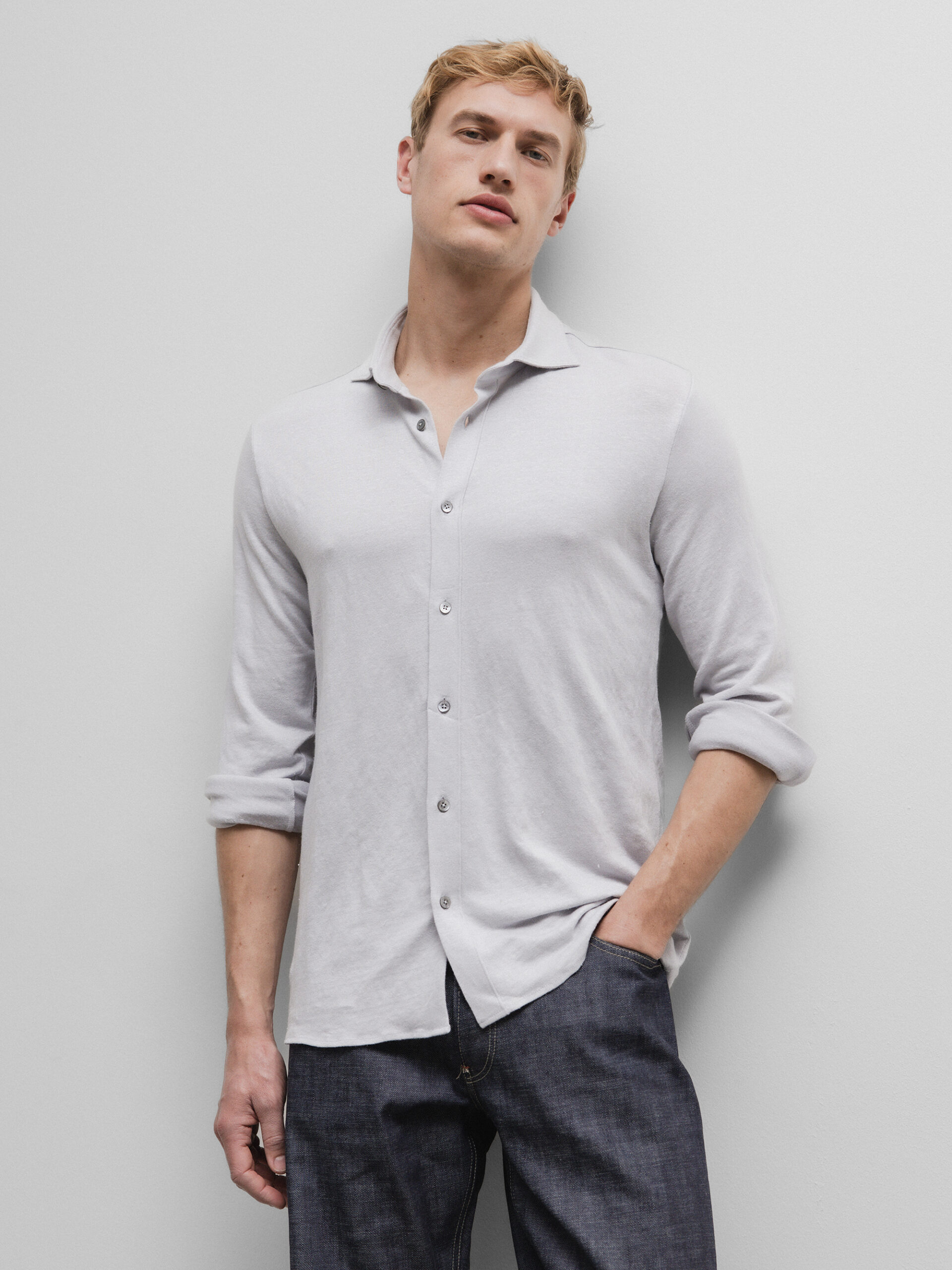 STEFAN BRANDT Hemd aus Leinen Herren (00150 SILBER)