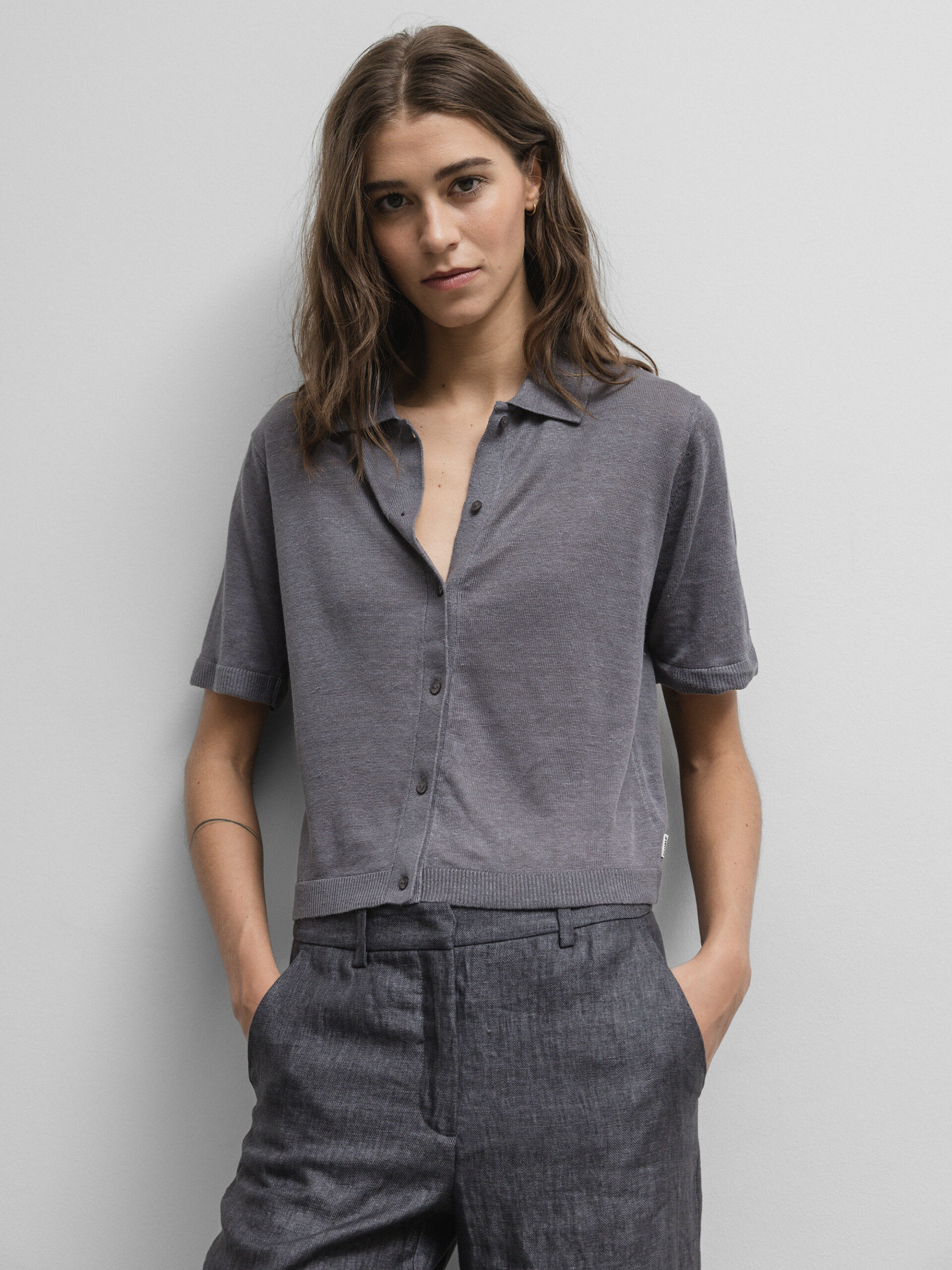 ECOALF Kurzarm- Poloshirt aus Leinen Damen (317 IRON)