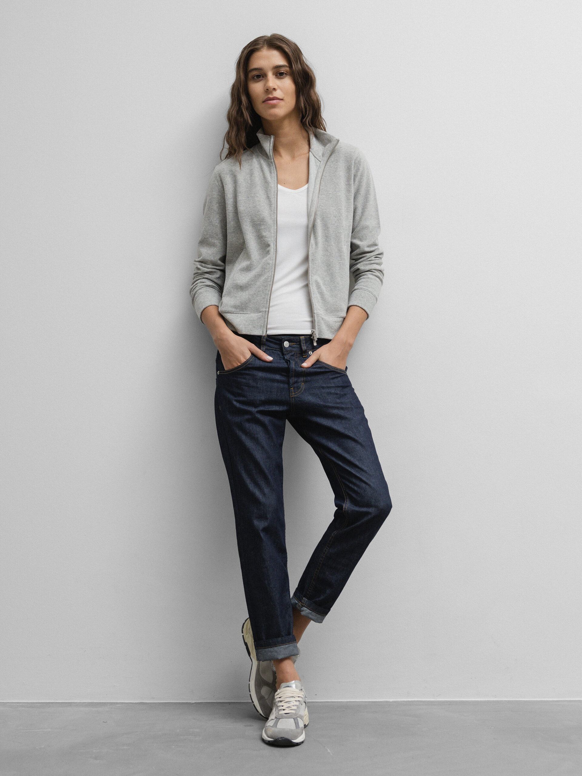 UNIVERSEL Sweatjacke in Frotteeoptik Damen (5 GREY MEL)