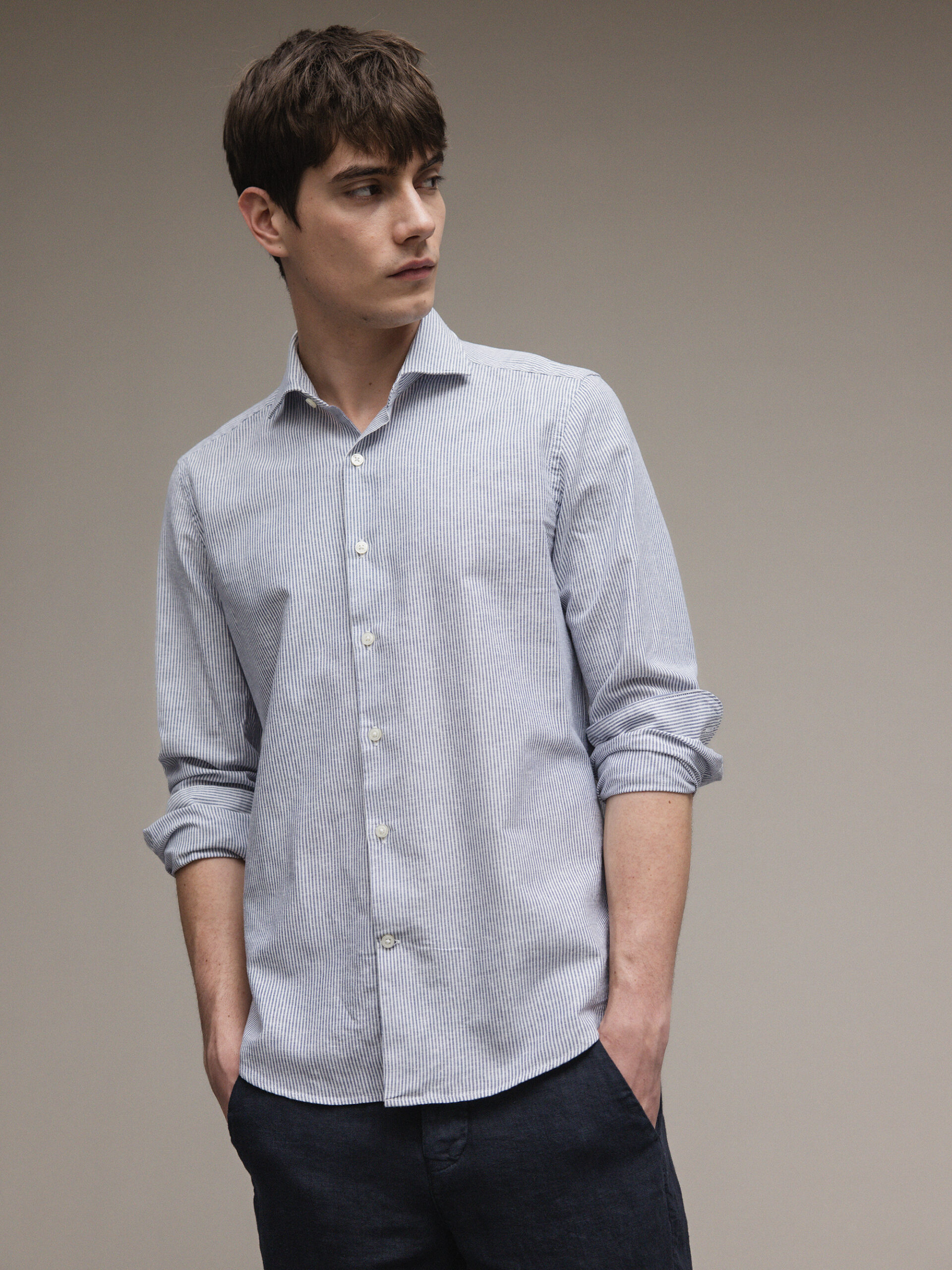 GHIRADELLI Baumwollhemd Herren (08 NAVY STRIPE)