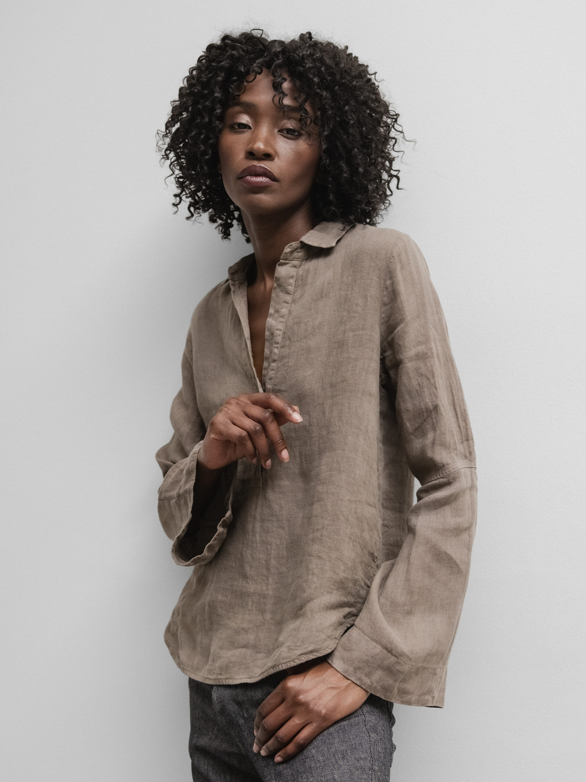 DANIELS Leinenbluse Damen (TAUPE)