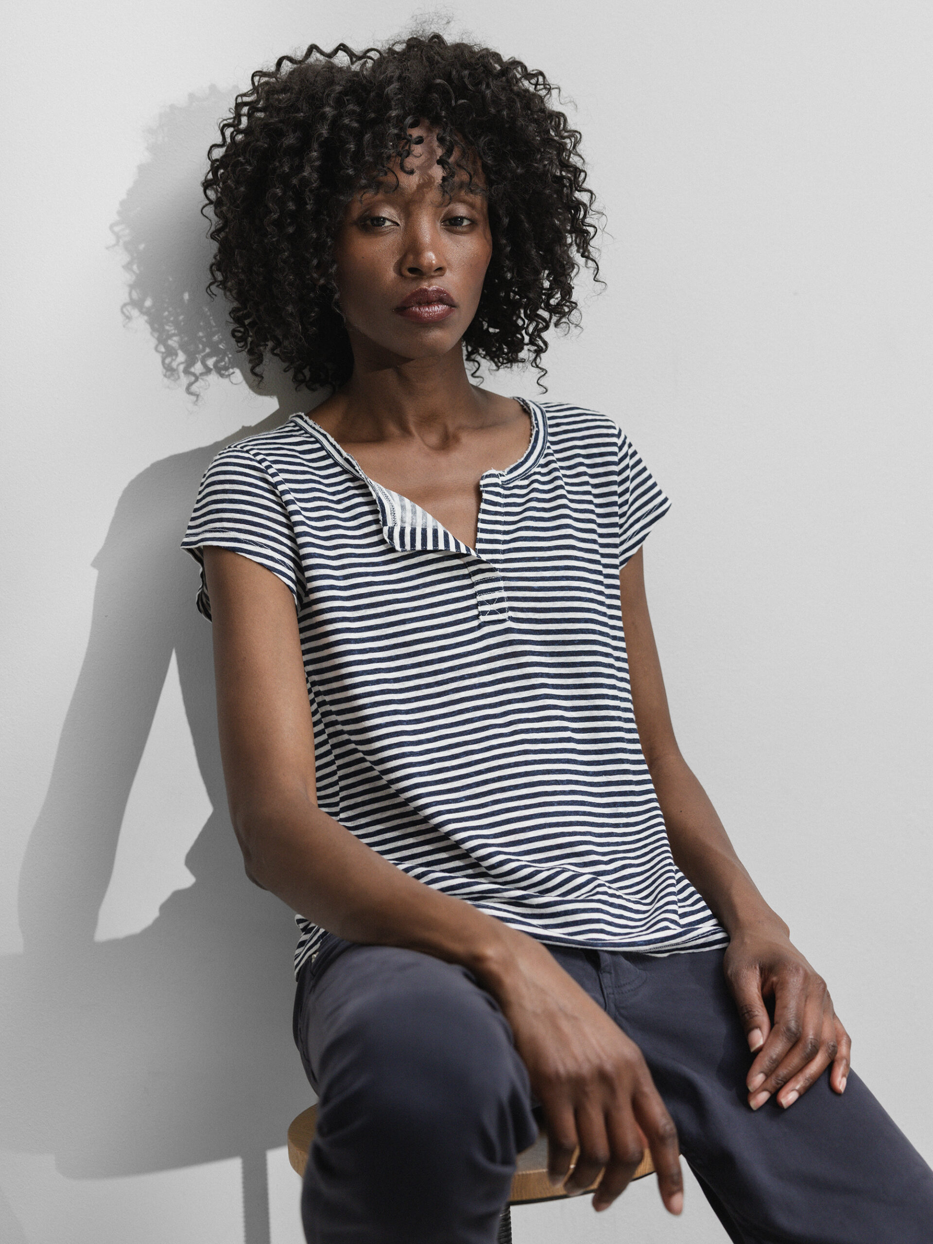 DANIELS T-Shirt aus Leinen Damen (WITHE/NAVY)