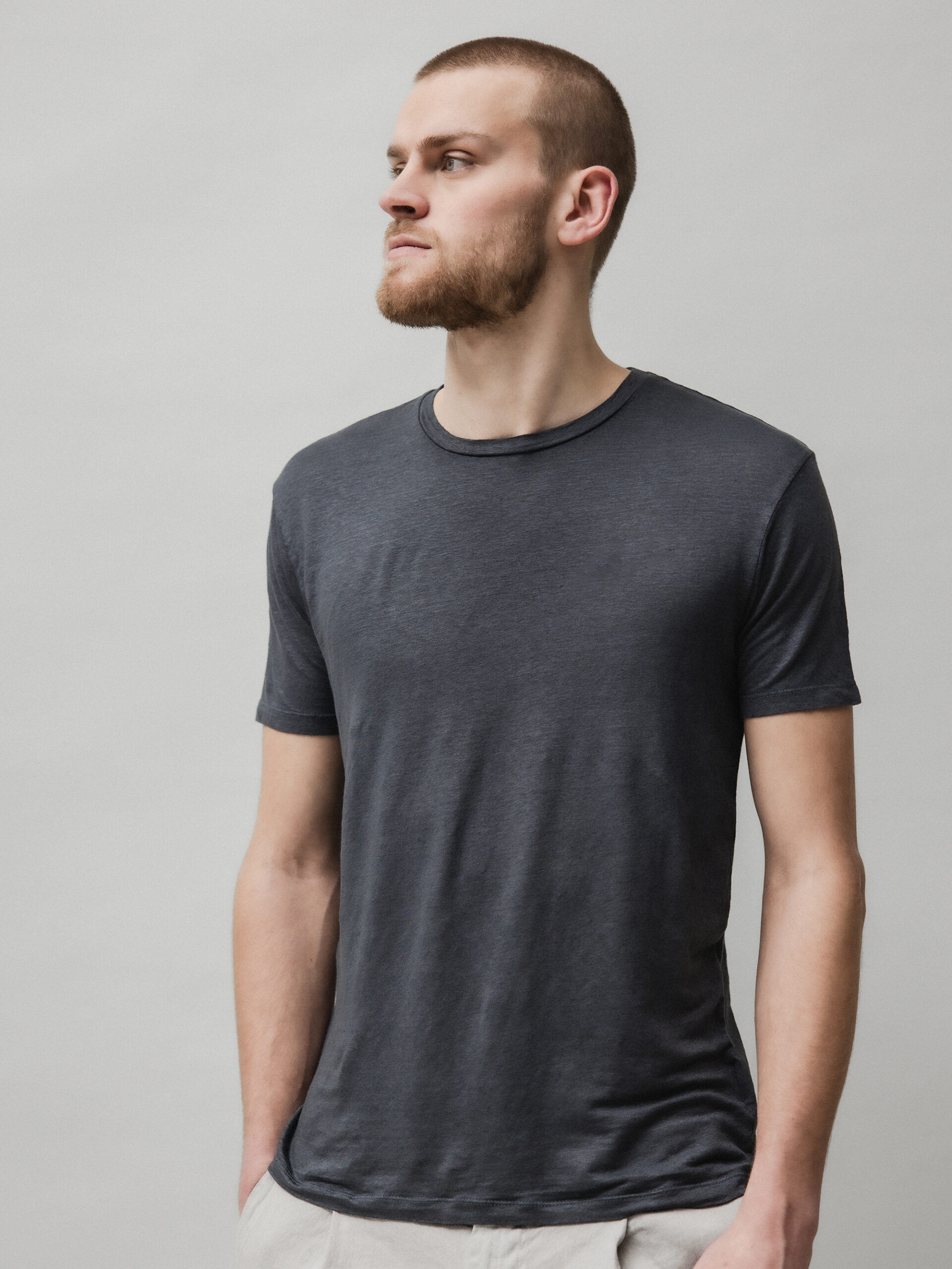 DANIELE FIESOLI T-Shirt aus Leinen Herren (175 D ANTHRAZIT)