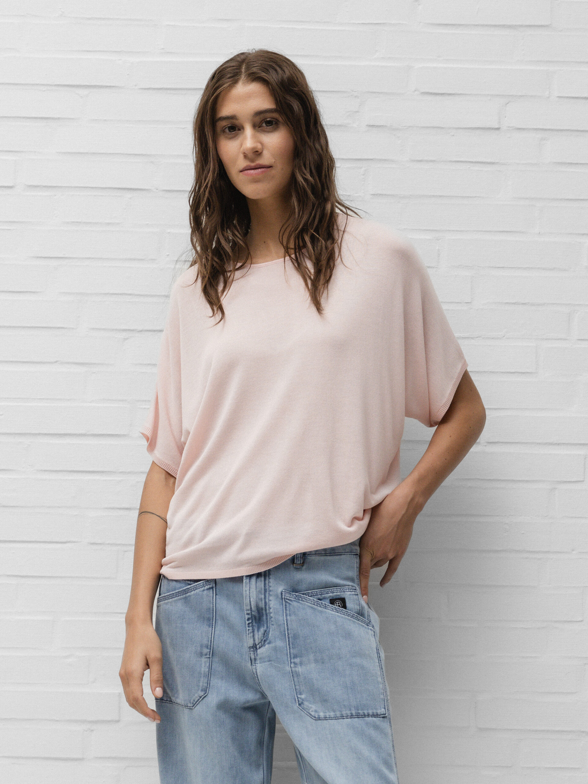 SIBIN LINNEBJERG Kurzarm- Feinstrickpullover Damen (3628 PINK)