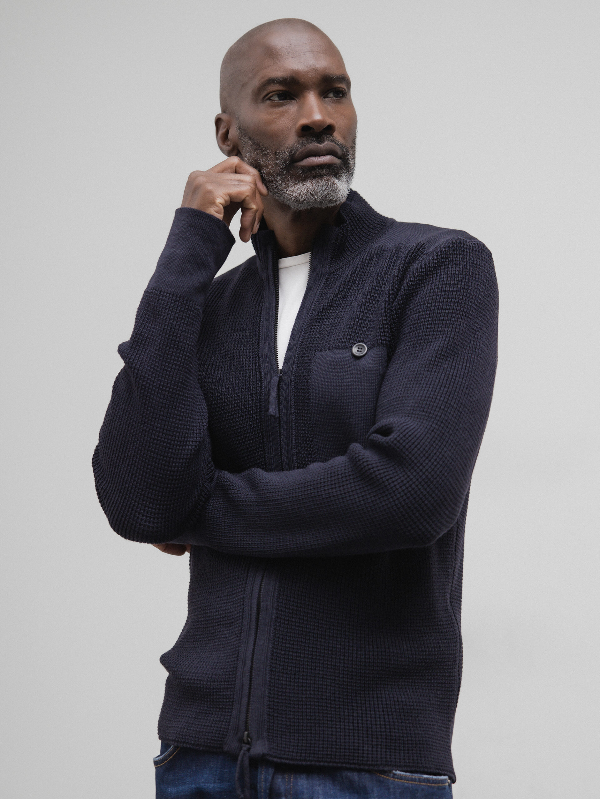 HANNES ROETHER Strickjacke aus Schurwolle Herren (640 NAVY)