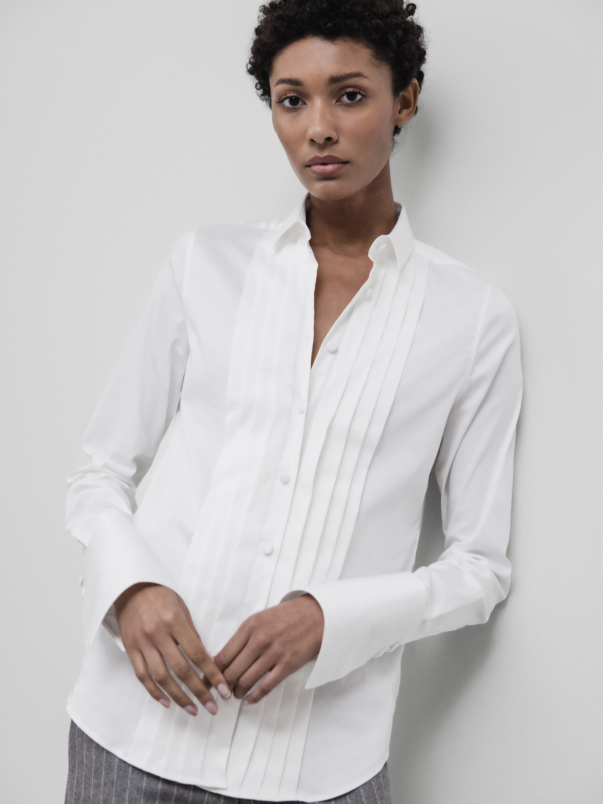 SOLUZIONE Bluse aus Baumwolle Damen (10 WHITE)