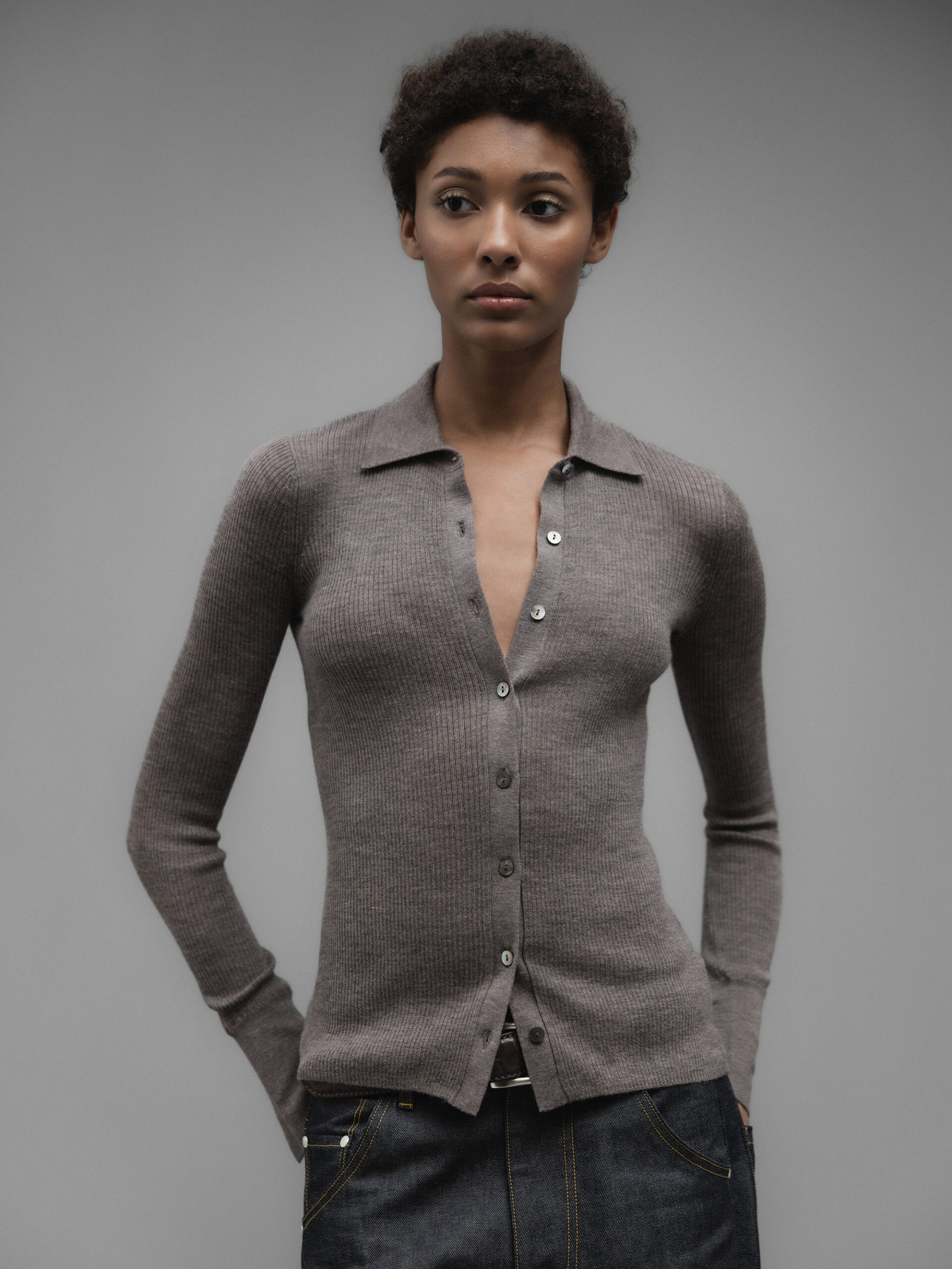 DANIELS Strickbluse aus Wolle Damen (SCHLAMM E14043)