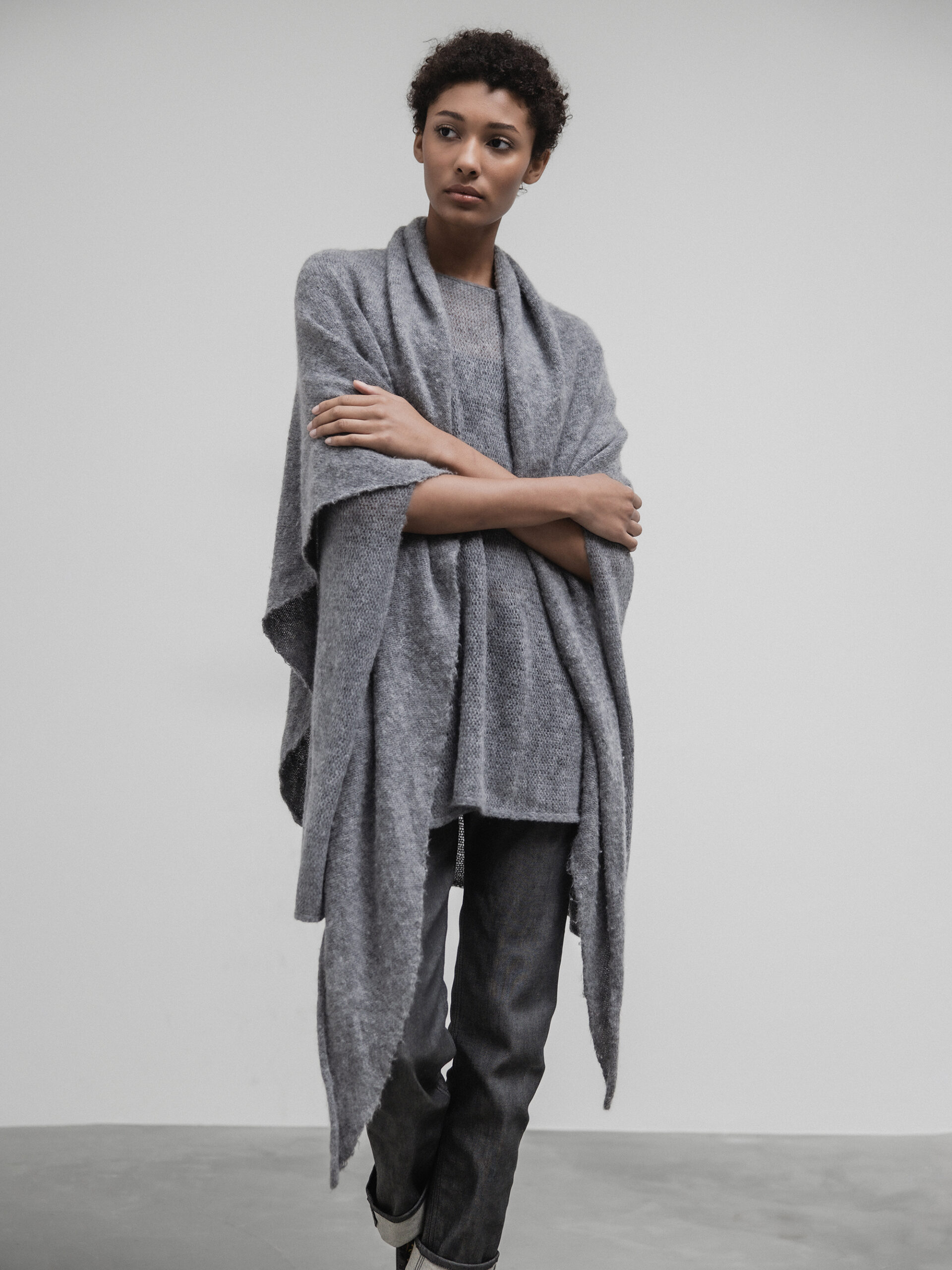 DANIELS Stola aus Merinowolle Damen (D.GRAU MEL. 18039)