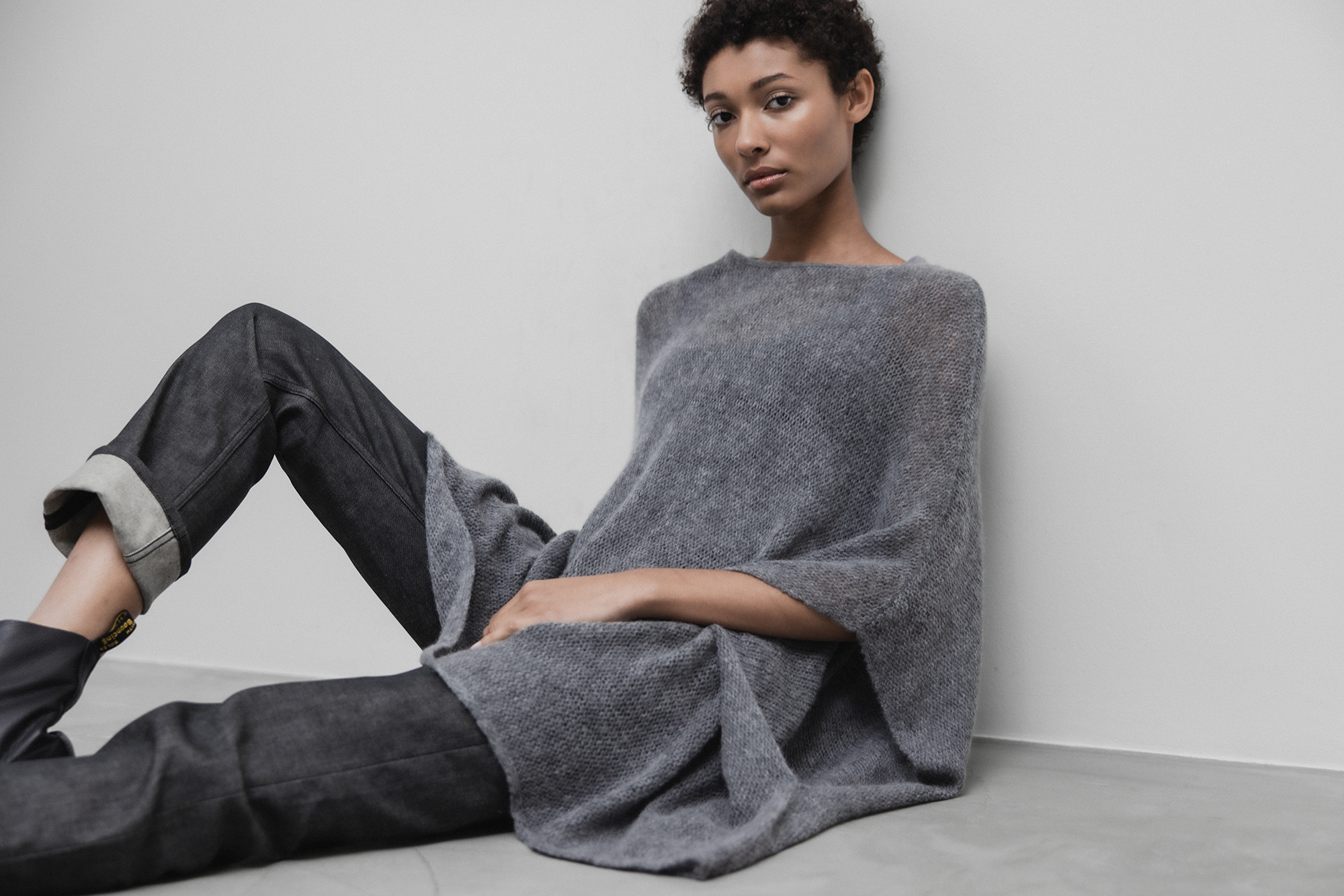 DANIELS Poncho aus Merinowolle Damen (D.GRAU MEL. 18039)