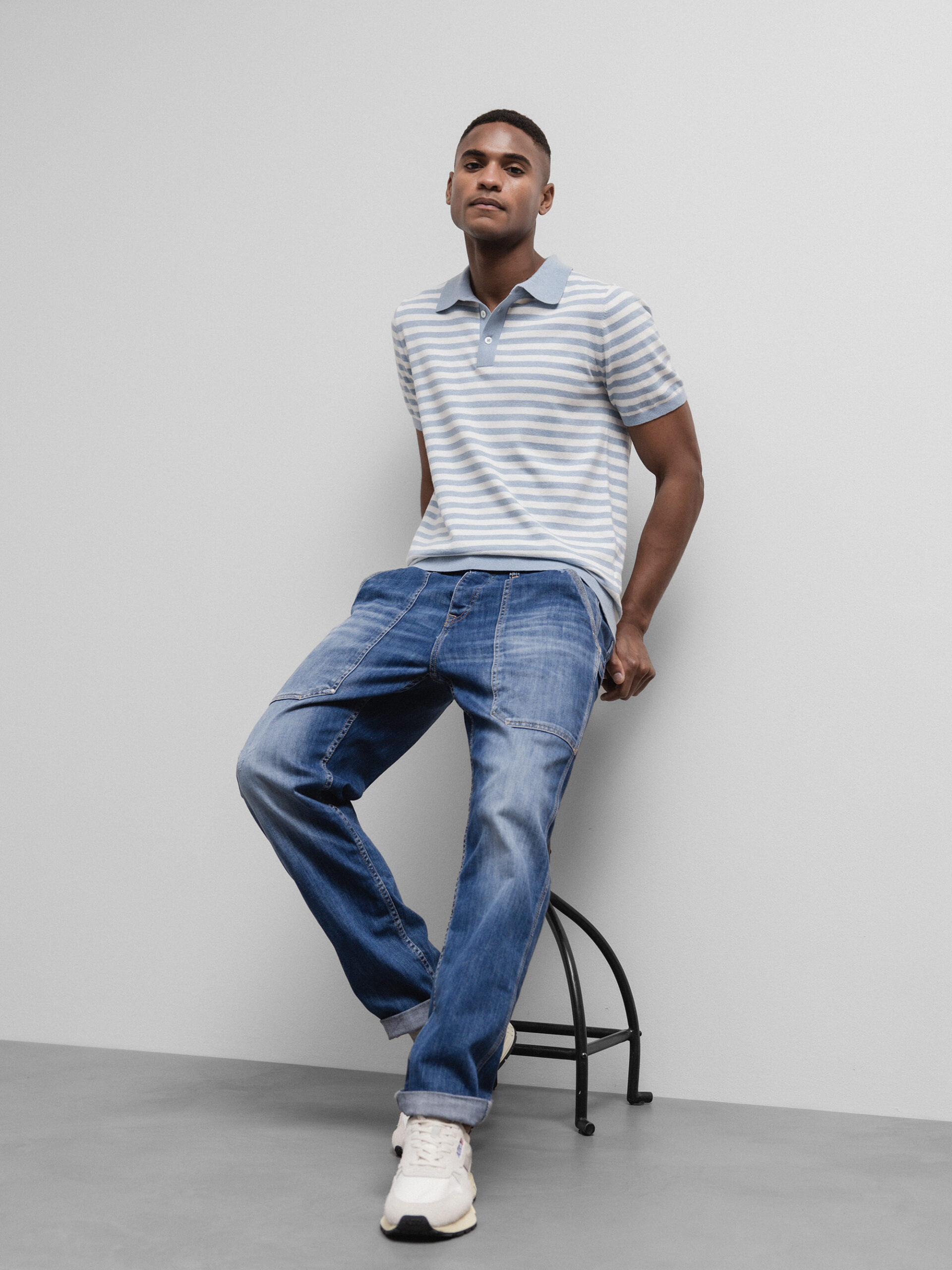 DANIELS Poloshirt aus Baumwolle Herren (L.BLUE/OFF WHITE 1562/1106)